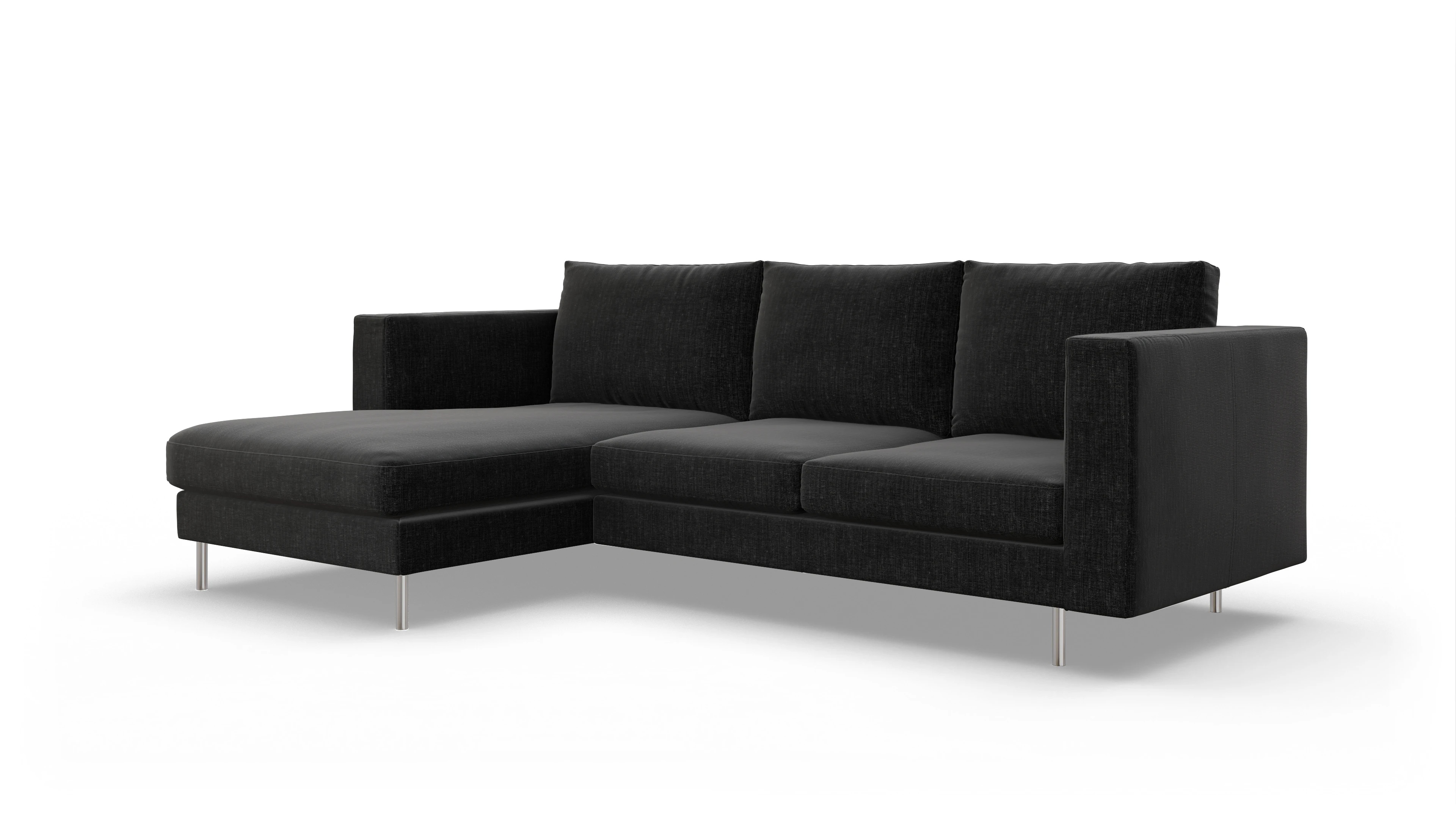 Ansicht des Produktes Silea Sofa mit Rec links in Stoff schwarz