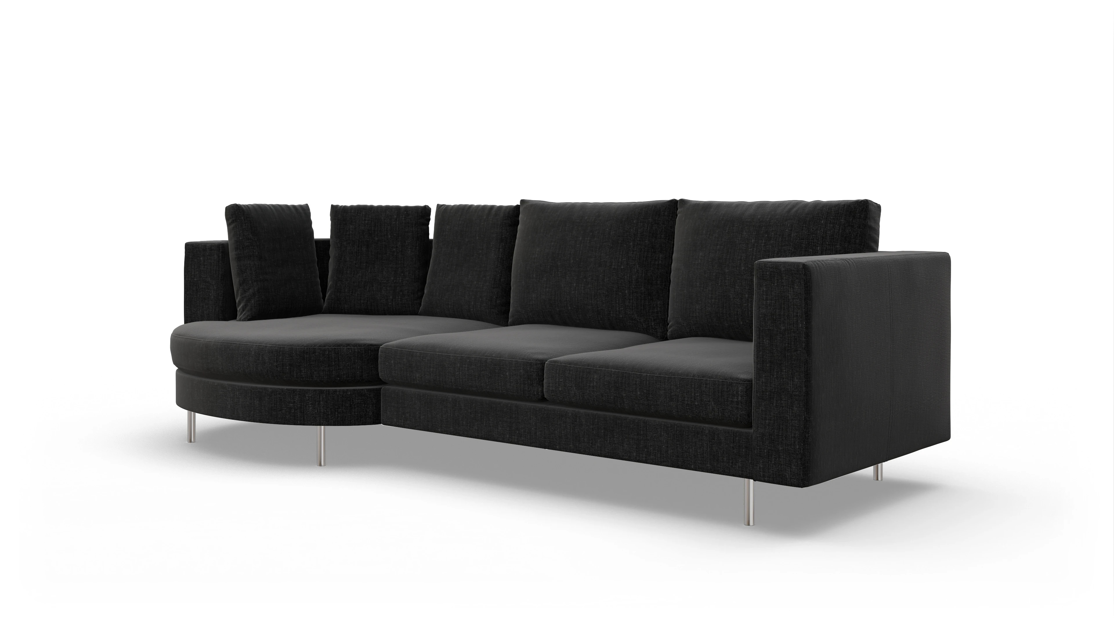 Ansicht des Produktes Silea Sofa mit Rec links in Stoff schwarz