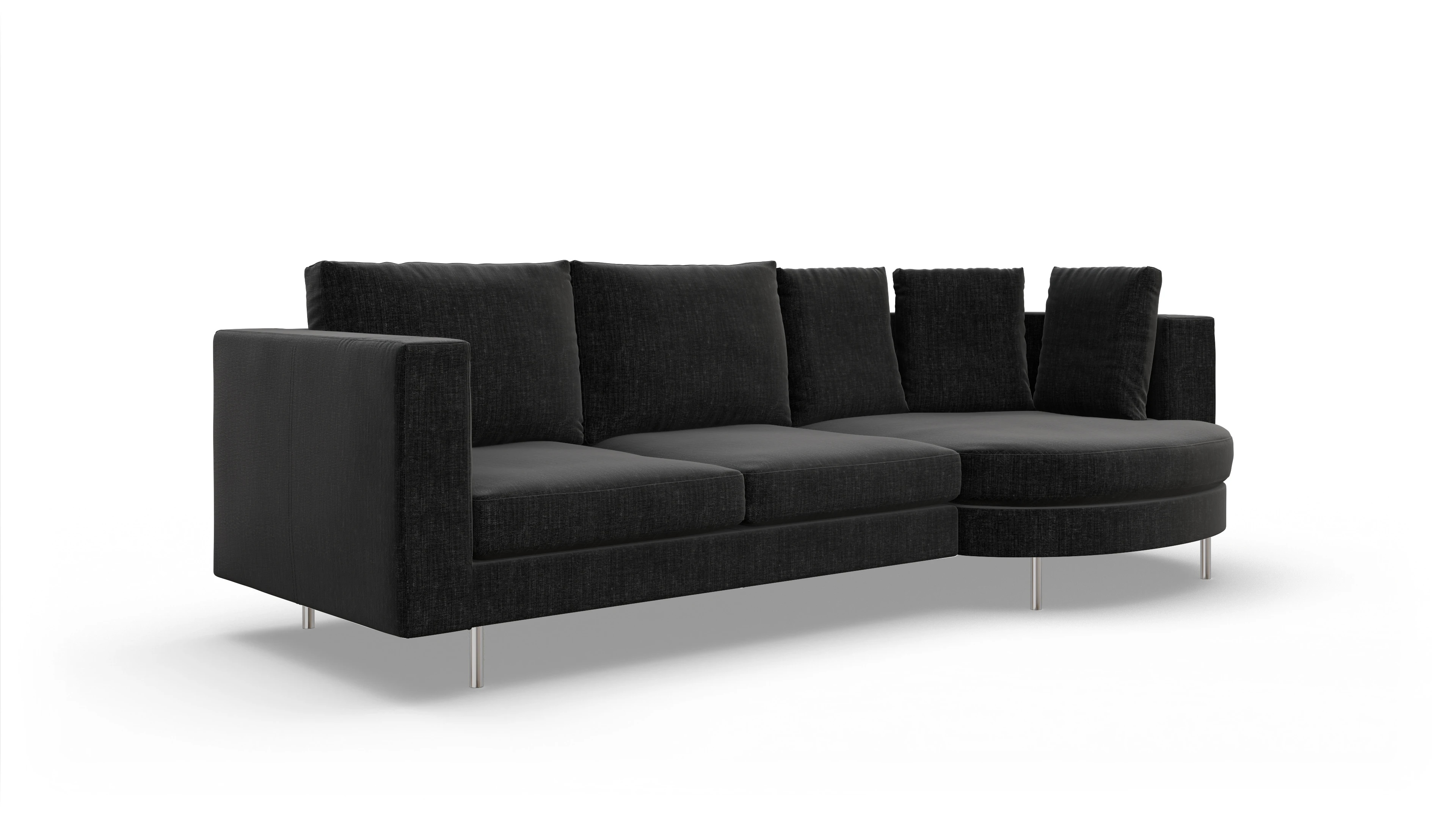 Design-Sofa Silea Ansicht des Produktes Silea Sofa mit Rec rechts in Stoff schwarz