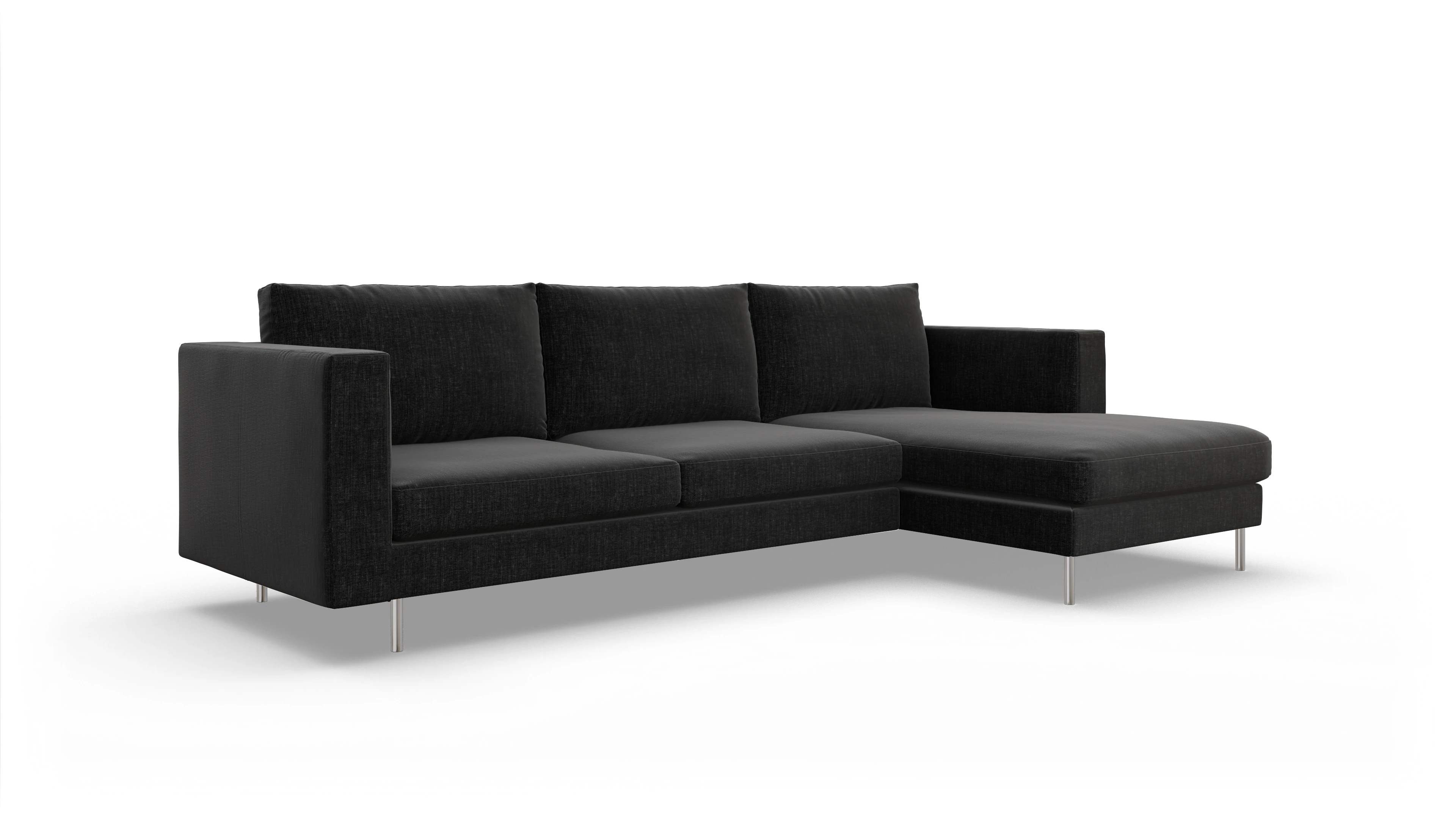Ansicht des Produktes Silea Sofa mit Rec rechts in Stoff schwarz