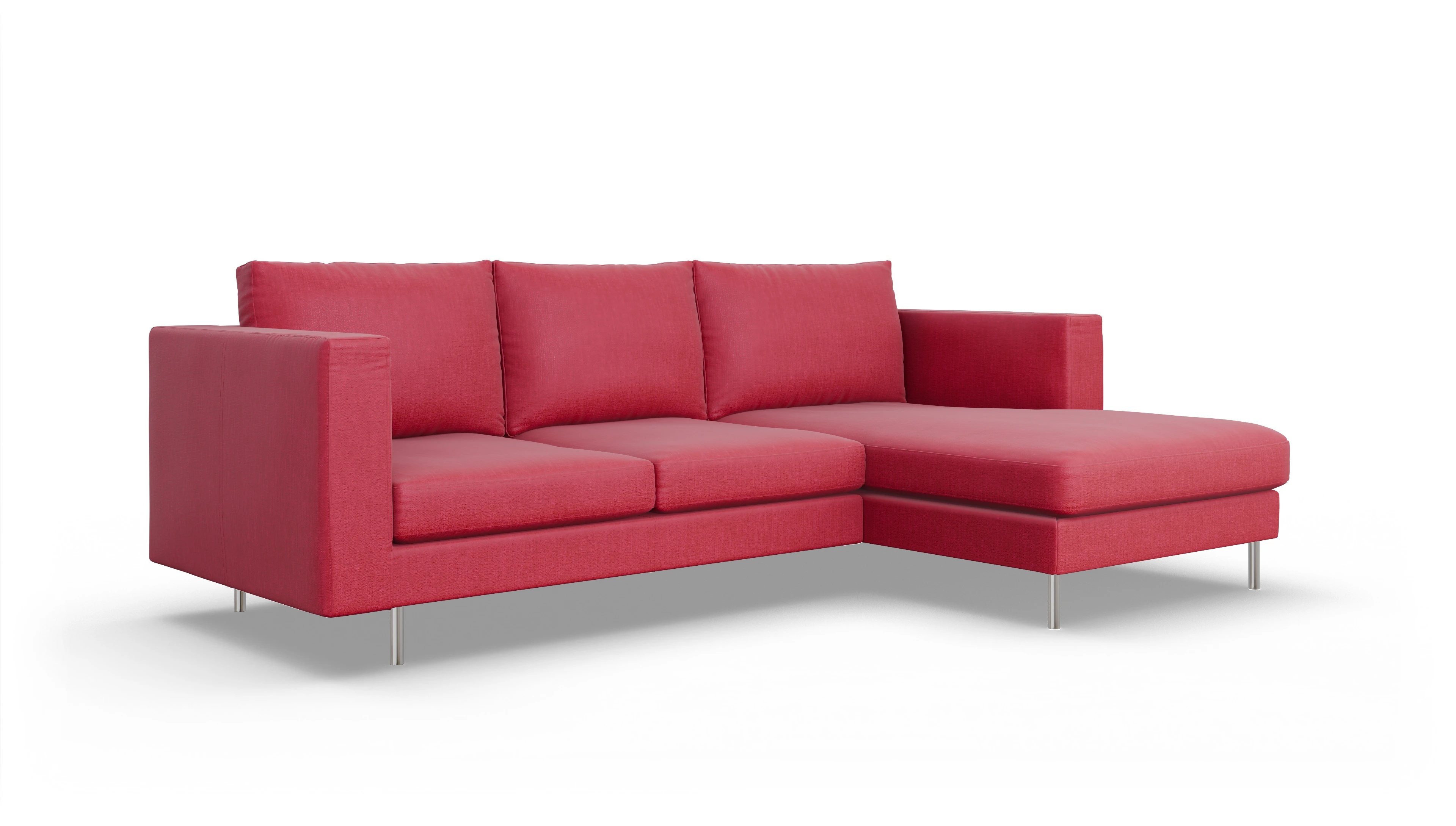Ansicht des Produktes Silea Sofa mit Rec rechts in Stoff rot
