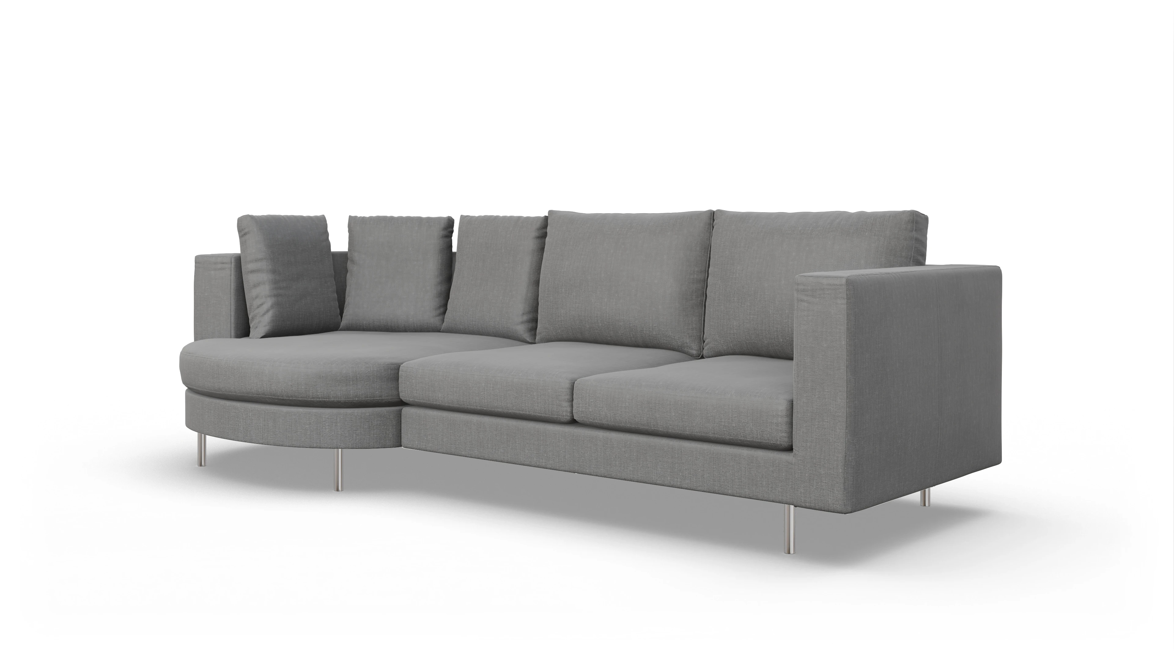 Ansicht des Produktes Silea Sofa mit Rec links in Stoff grau