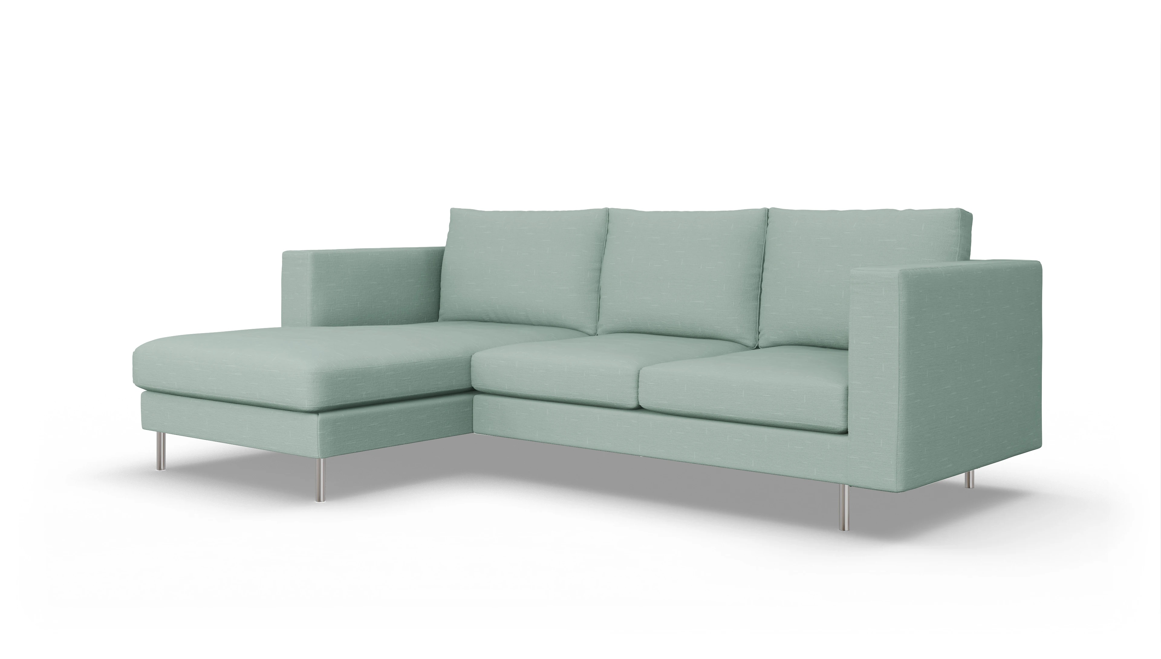Design-Sofa Silea Ansicht des Produktes Silea Sofa mit Rec links in Stoff grün