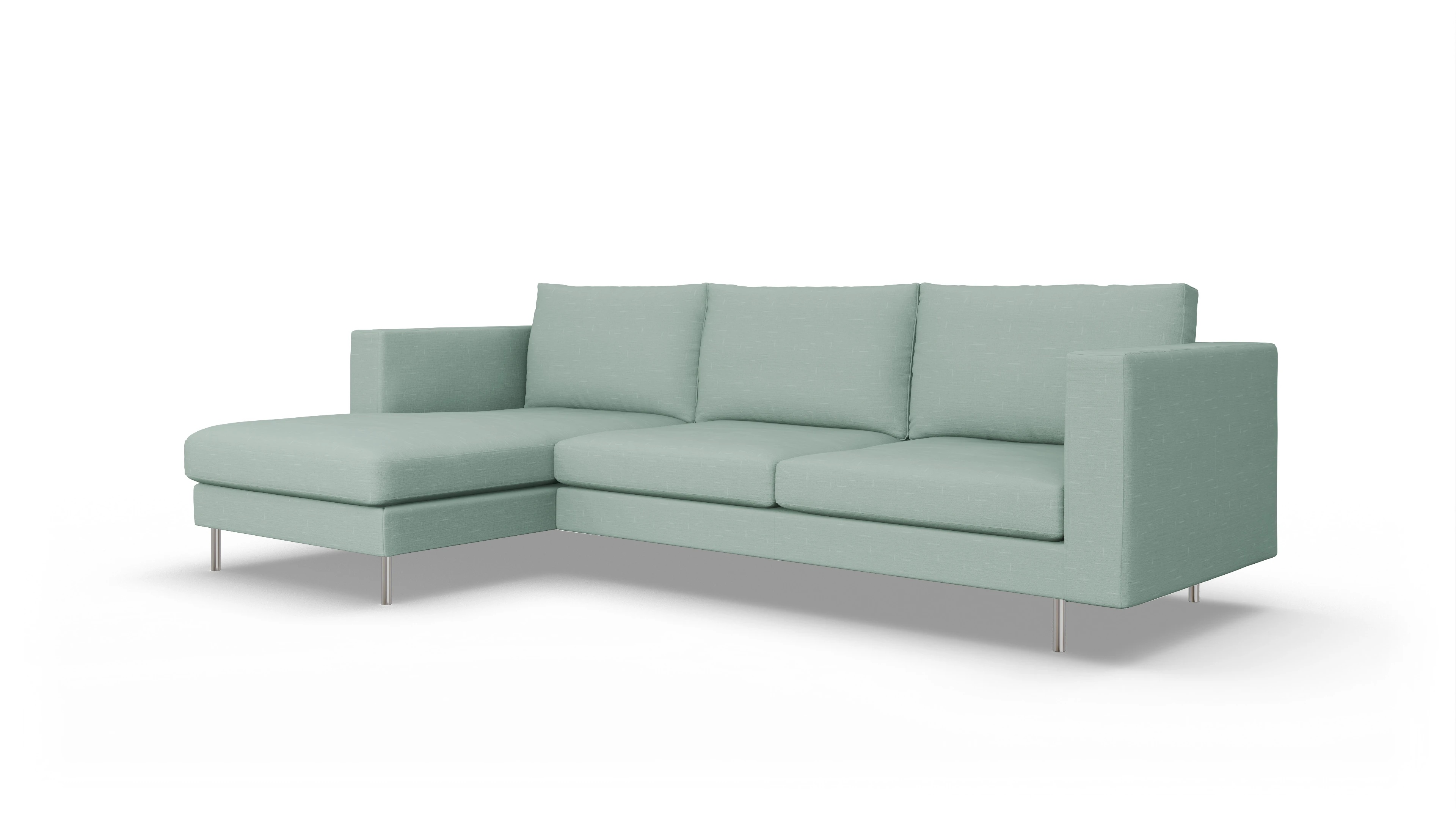 Ansicht des Produktes Silea Sofa mit Rec links in Stoff grün