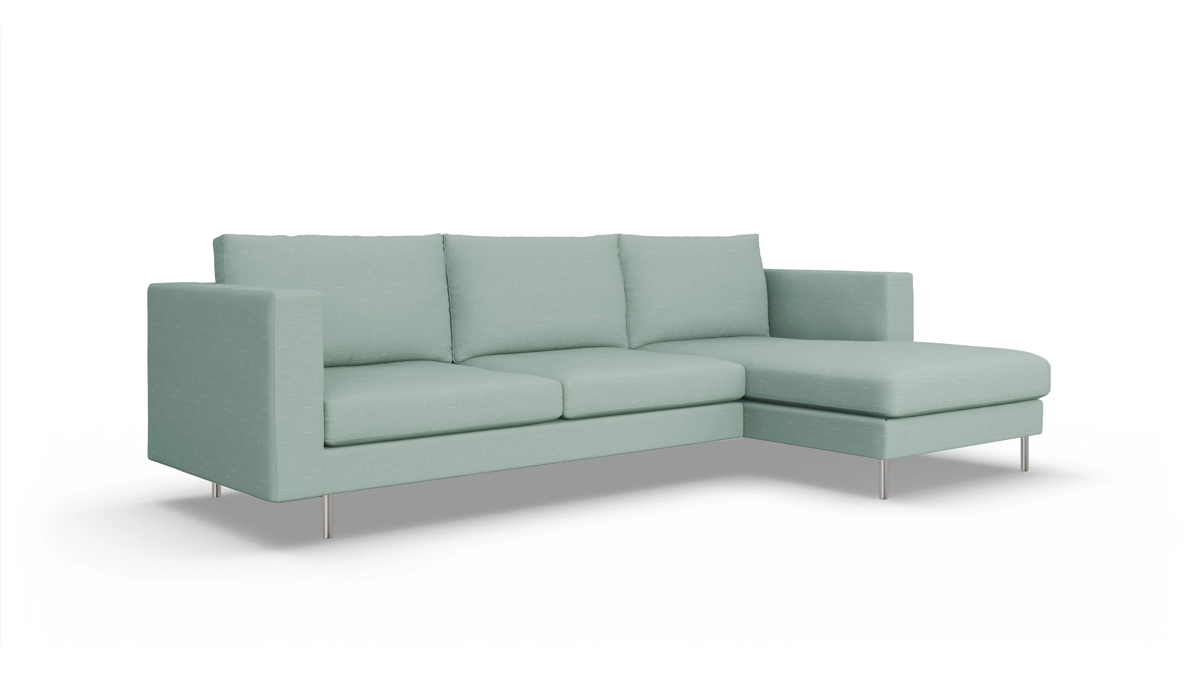 Design-Sofa Silea Ansicht des Produktes Silea Sofa mit Rec rechts in Stoff grün