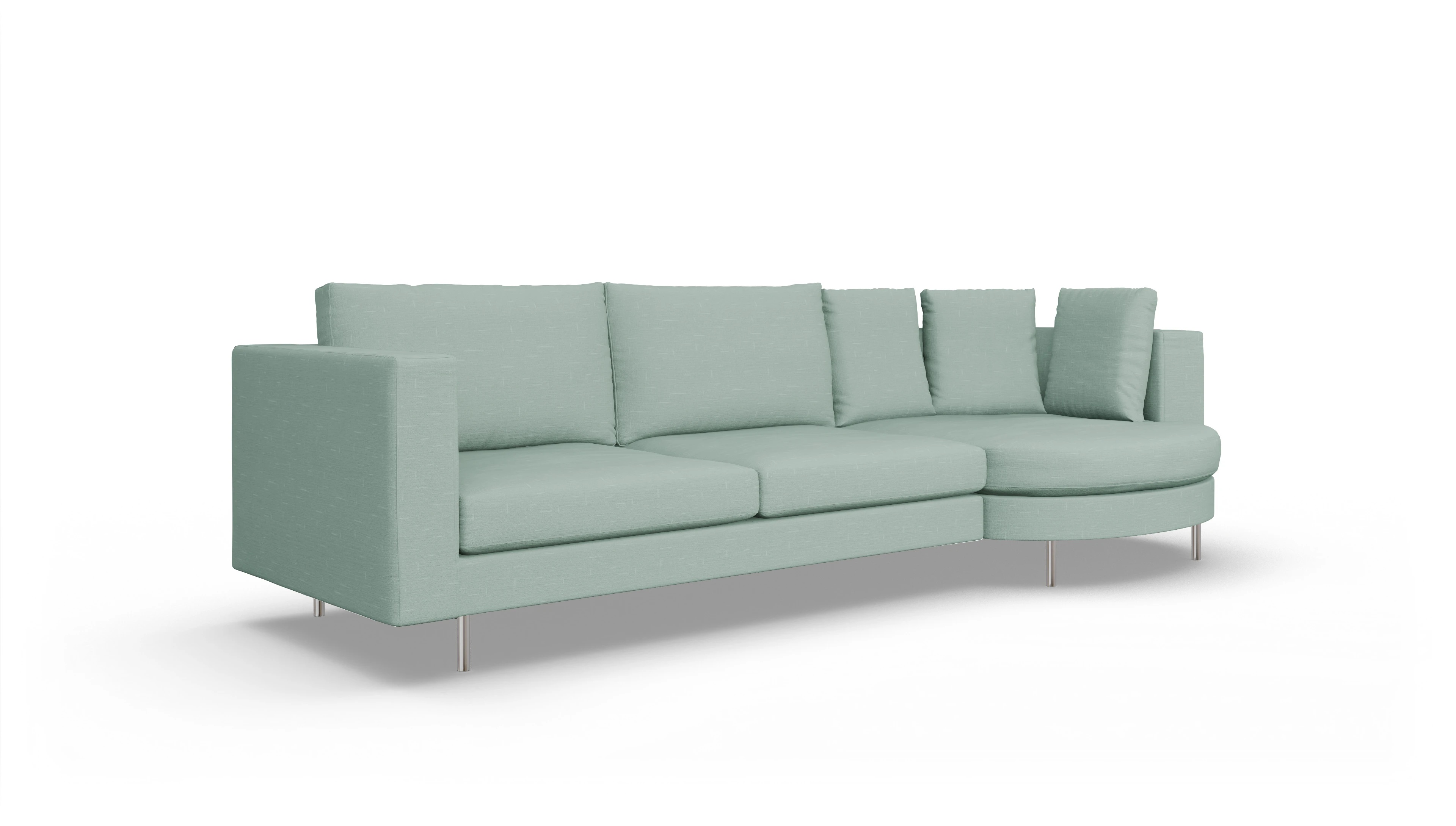 Ansicht des Produktes Silea Sofa mit Rec rechts in Stoff grün