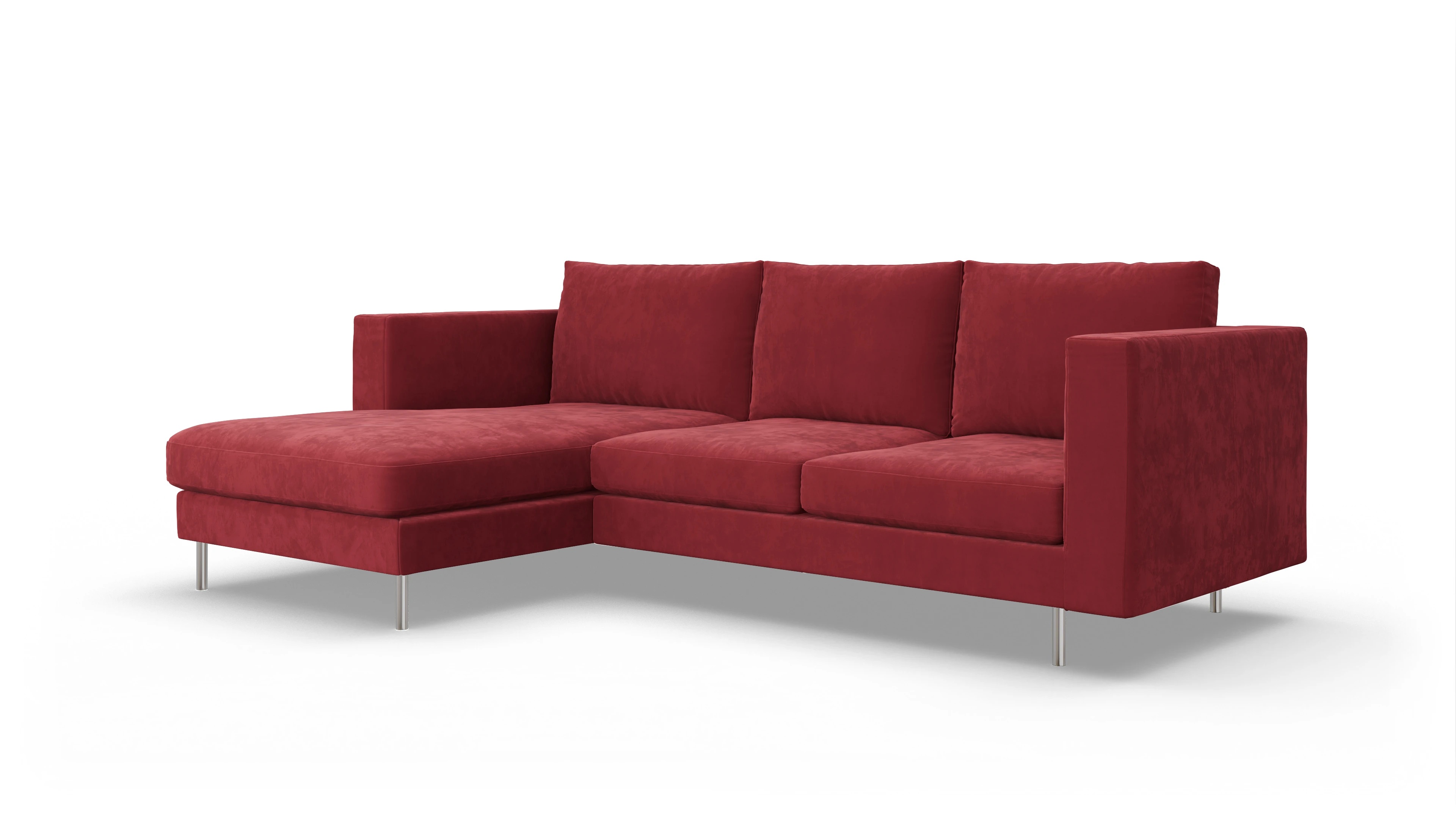 Ansicht des Produktes Silea Sofa mit Rec links in Samt rot