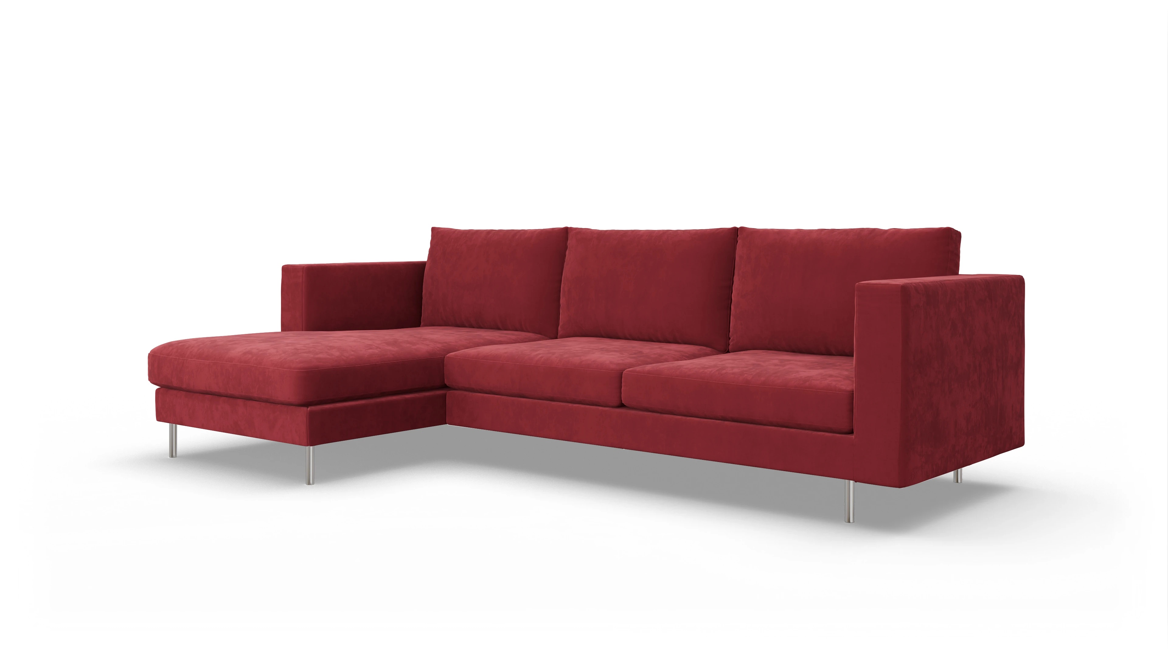 Ansicht des Produktes Silea Sofa mit Rec links in Samt rot