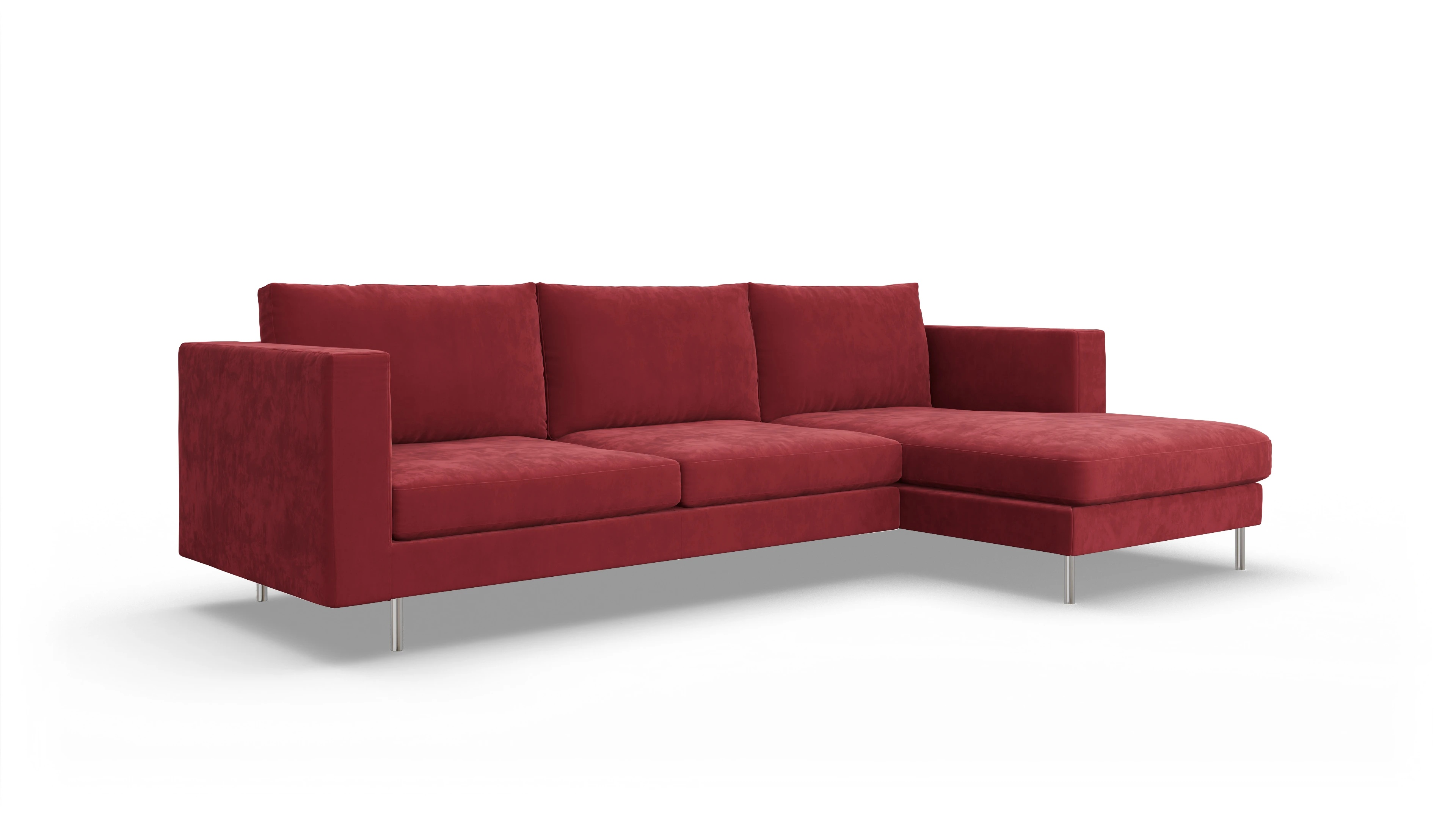 Ansicht des Produktes Silea Sofa mit Rec rechts in Samt rot