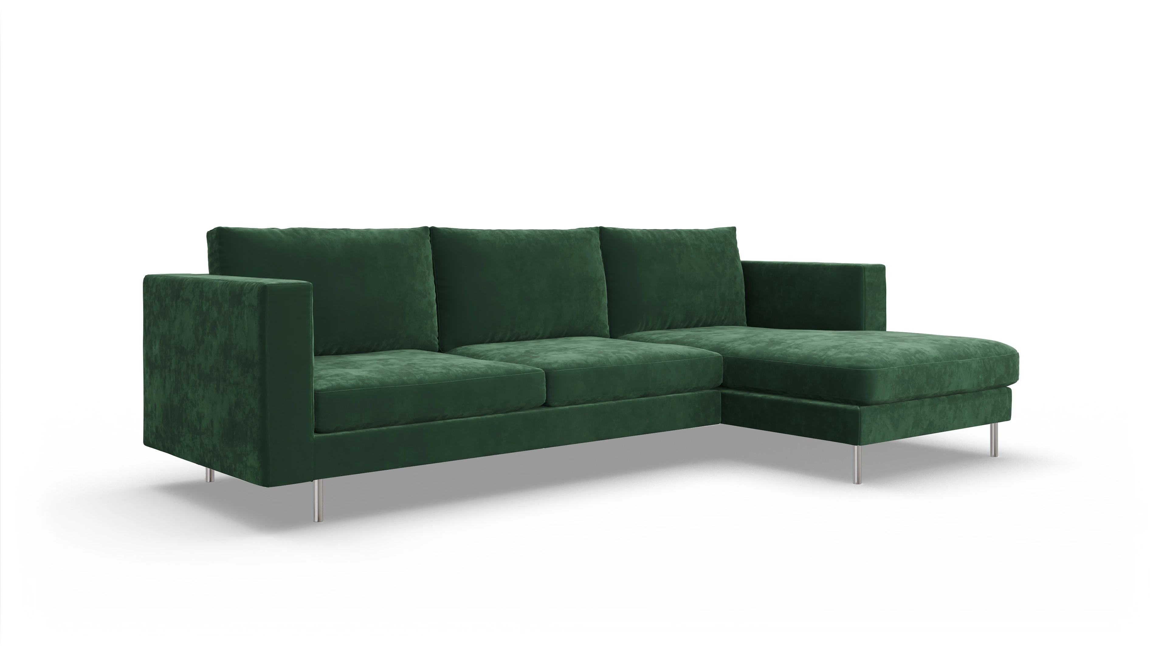 Design-Sofa Silea Ansicht des Produktes Silea Sofa mit Rec rechts in Samt grün