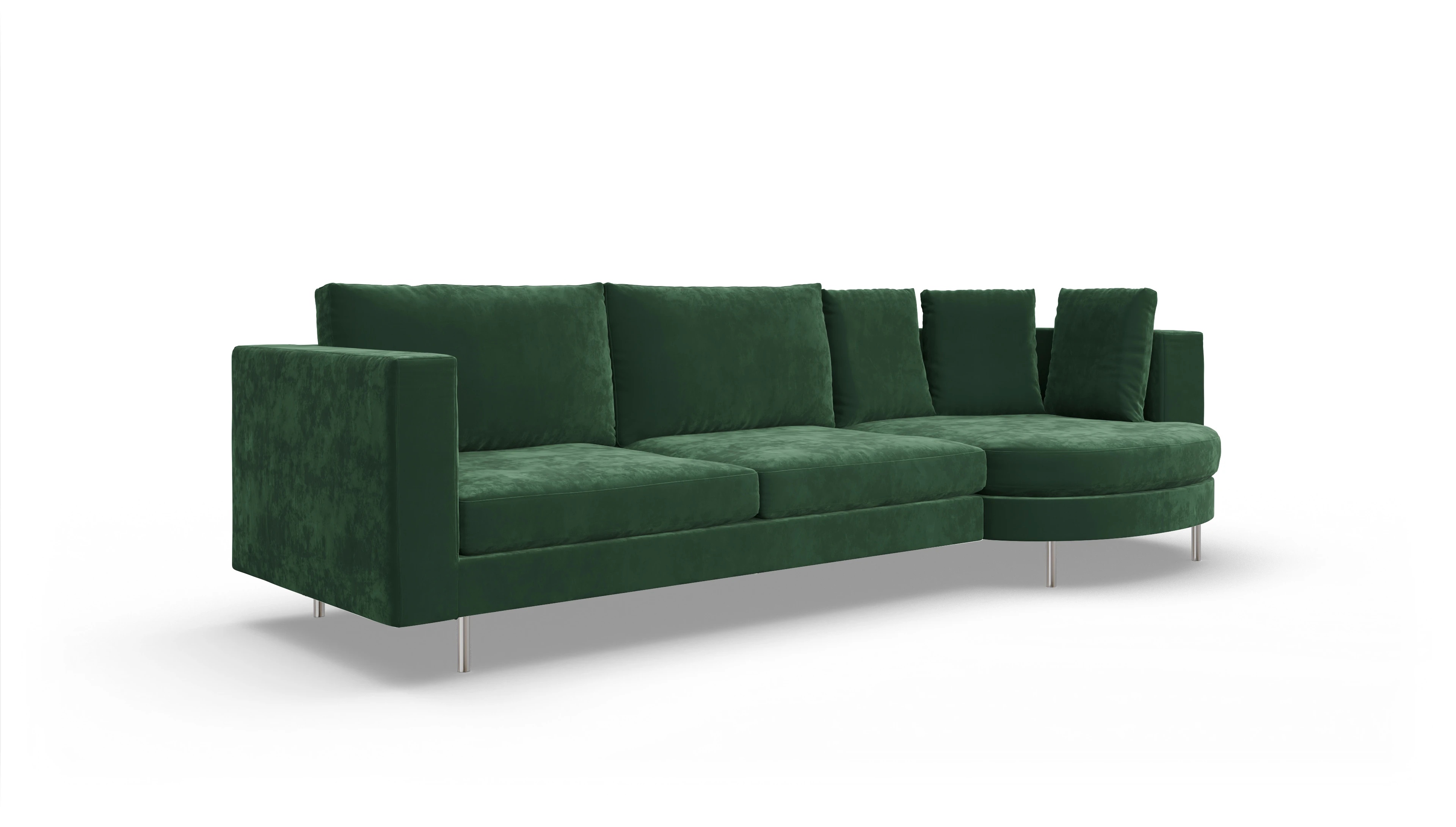 Ansicht des Produktes Silea Sofa mit Rec rechts in Samt grün