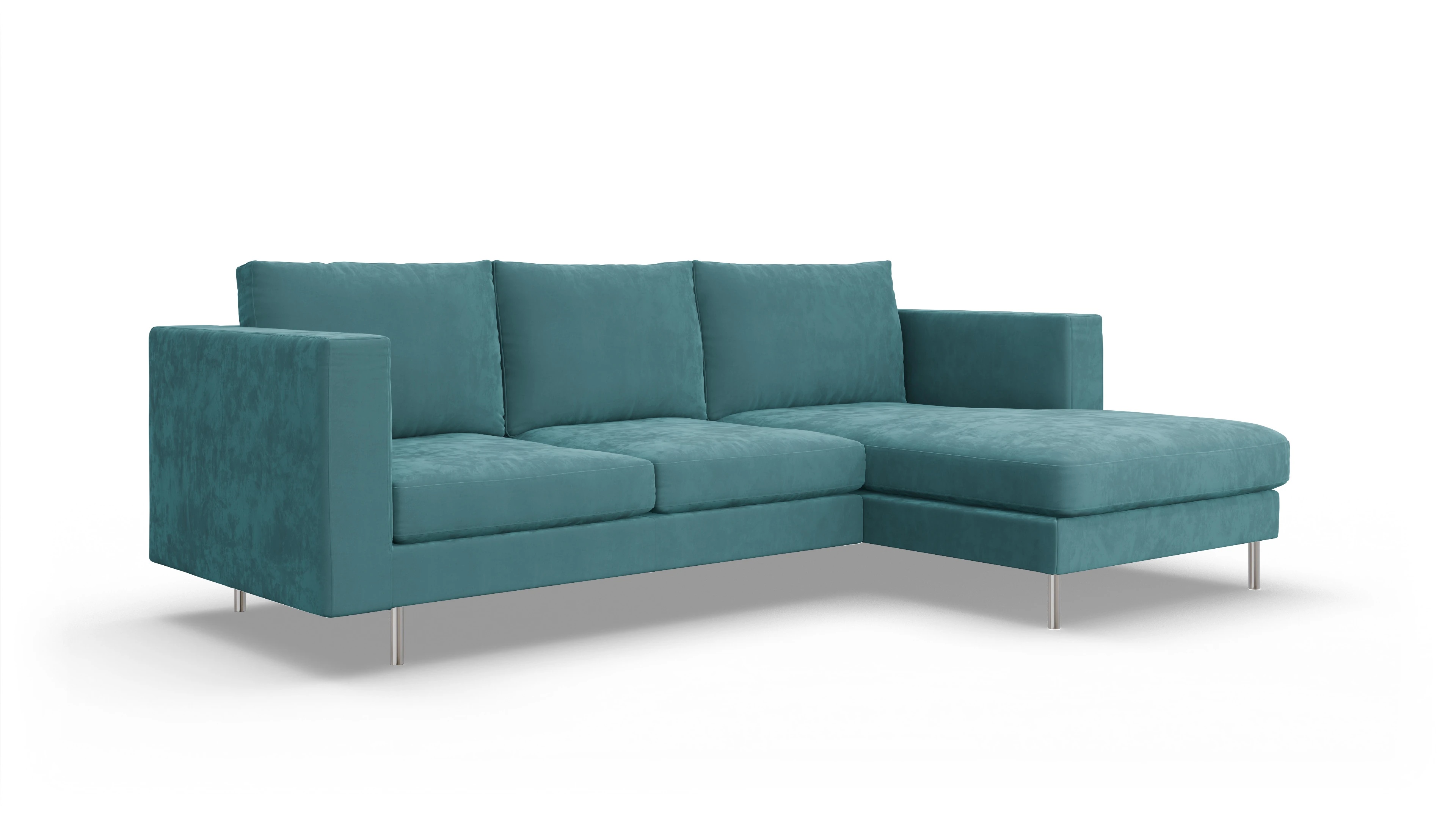 Design-Sofa Silea Ansicht des Produktes Silea Sofa mit Rec rechts in Samt blau