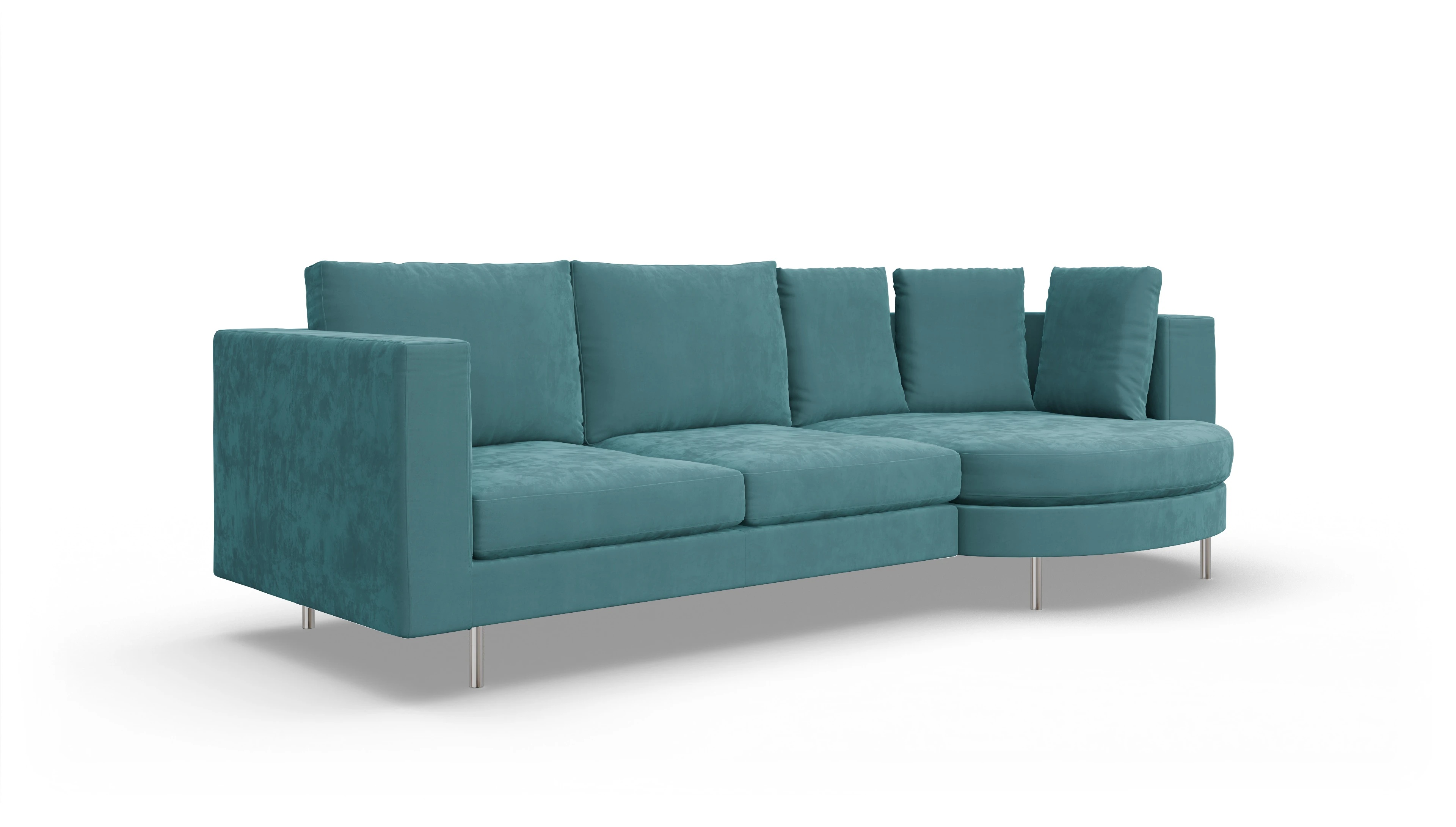 Ansicht des Produktes Silea Sofa mit Rec rechts in Samt blau