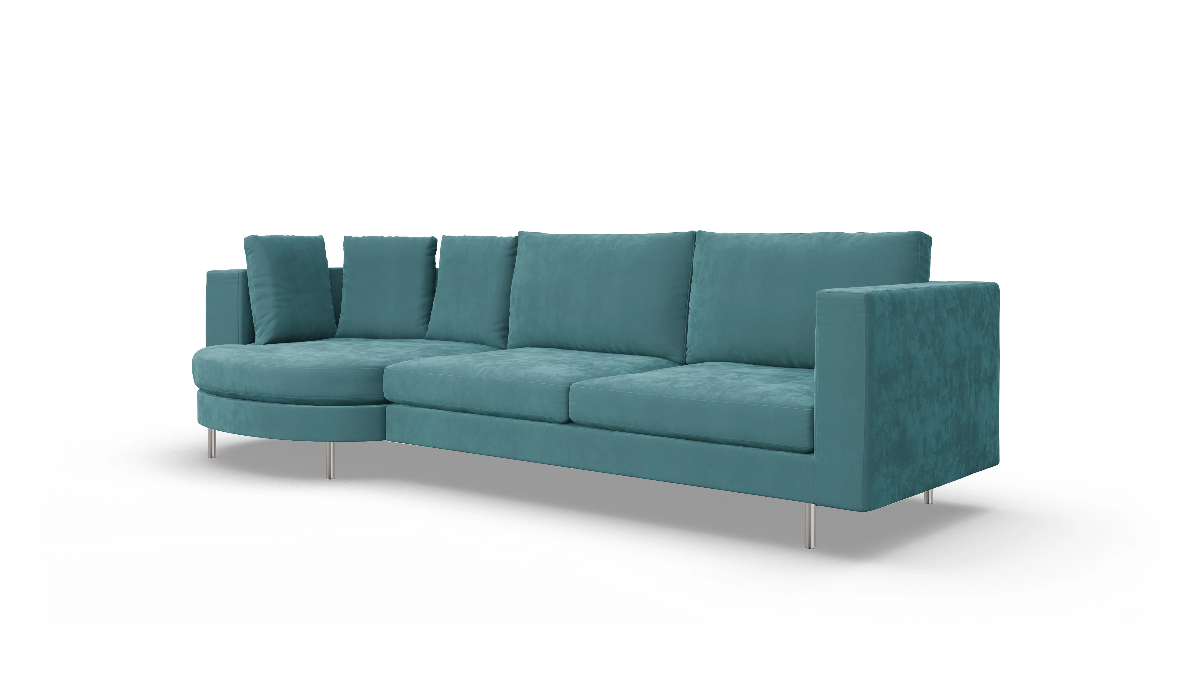 Ansicht des Produktes Silea Sofa mit Rec rechts in Samt blau