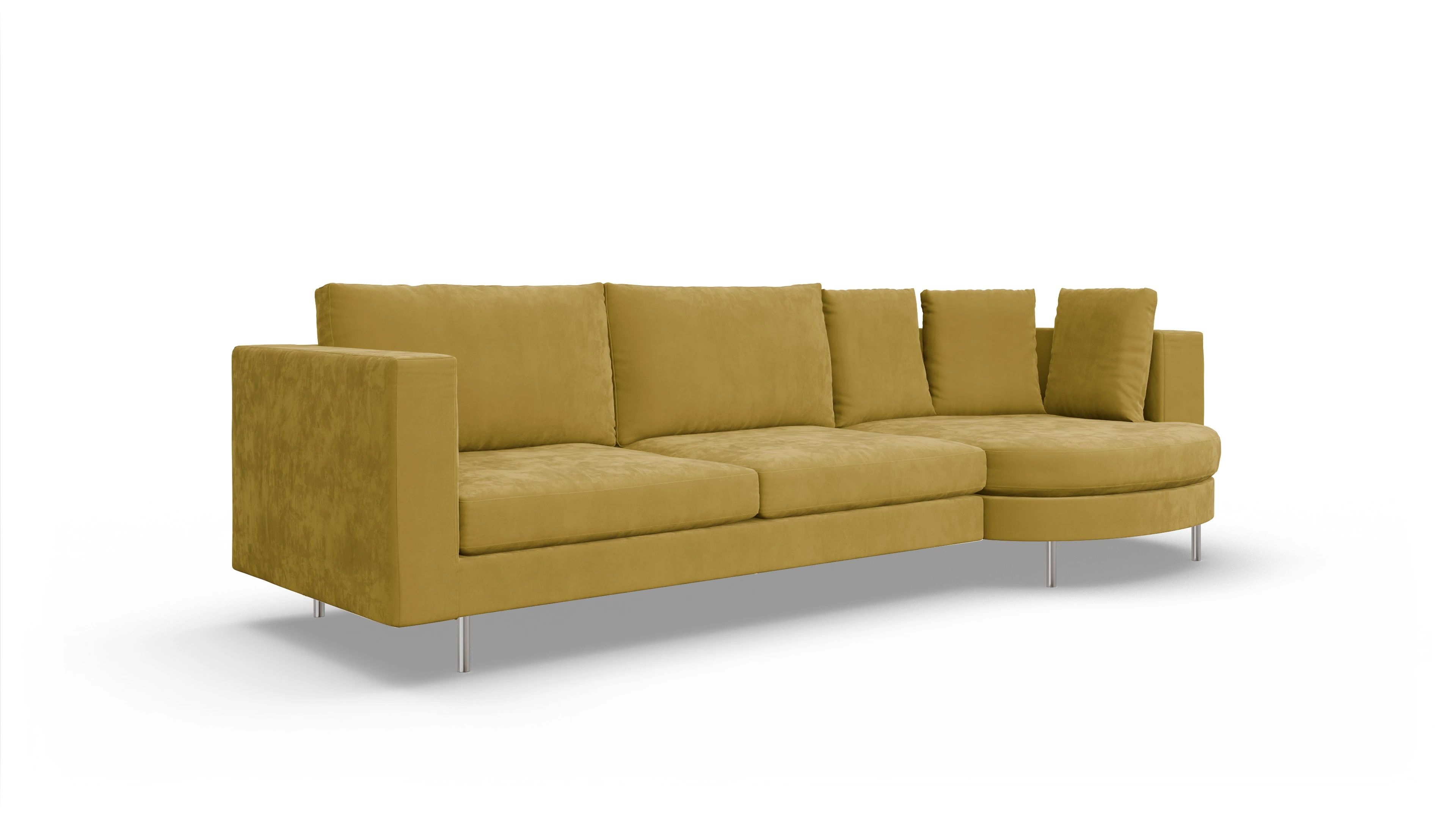 Ansicht des Produktes Silea Sofa mit Rec rechts in Samt gelb