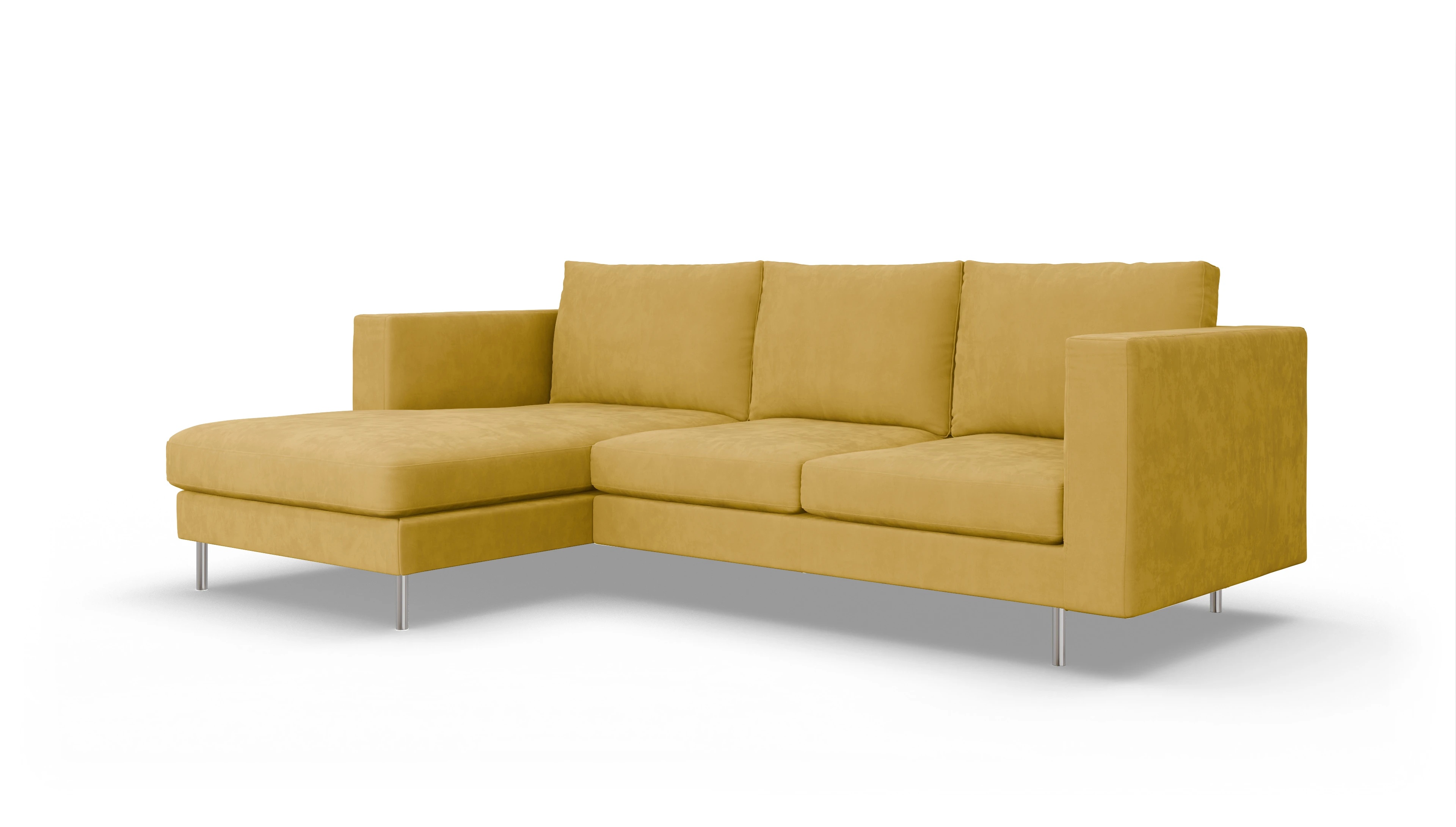 Ansicht des Produktes Silea Sofa mit Rec links in Samt gelb