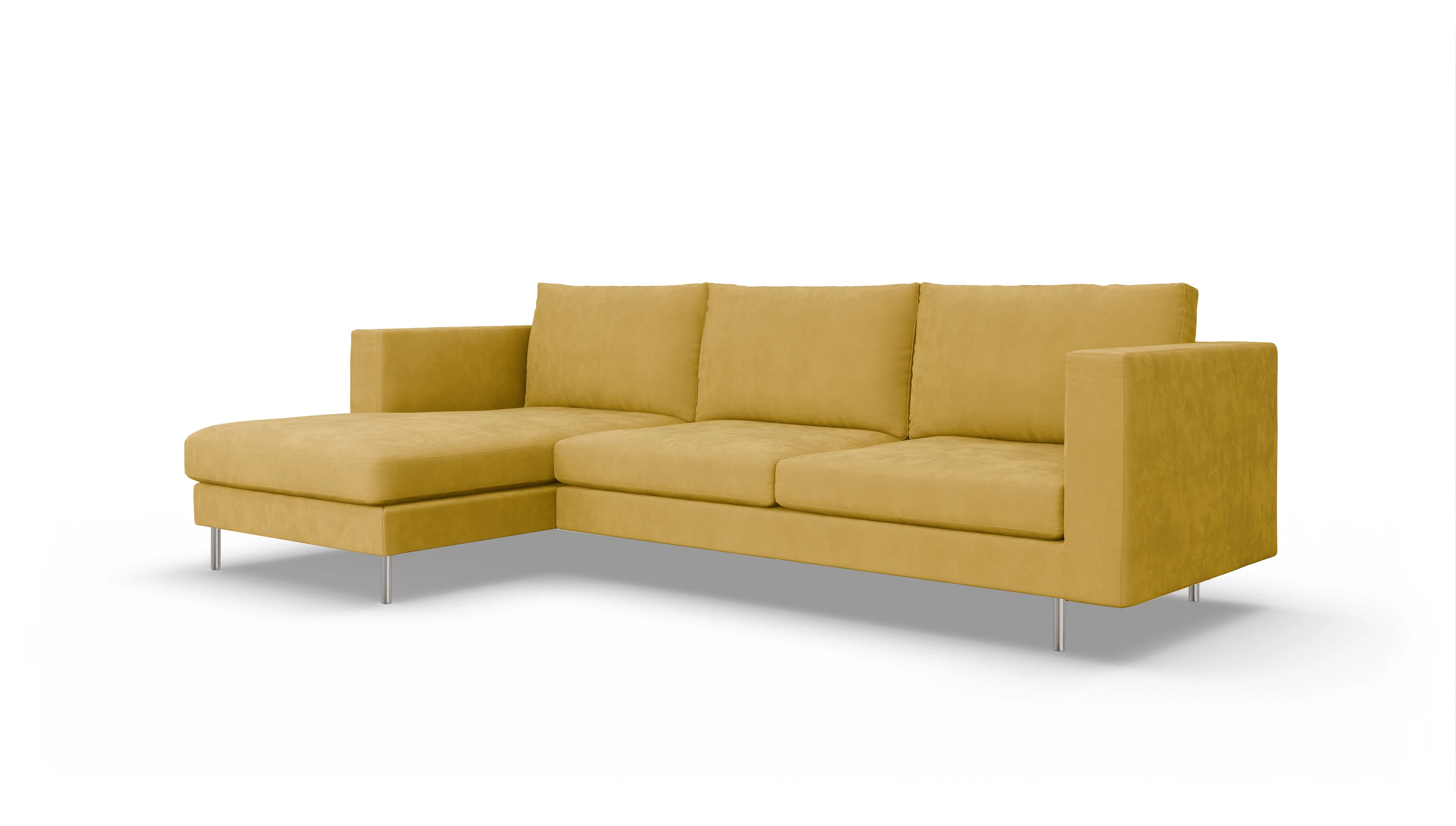 Ansicht des Produktes Silea Sofa mit Rec links in Samt gelb