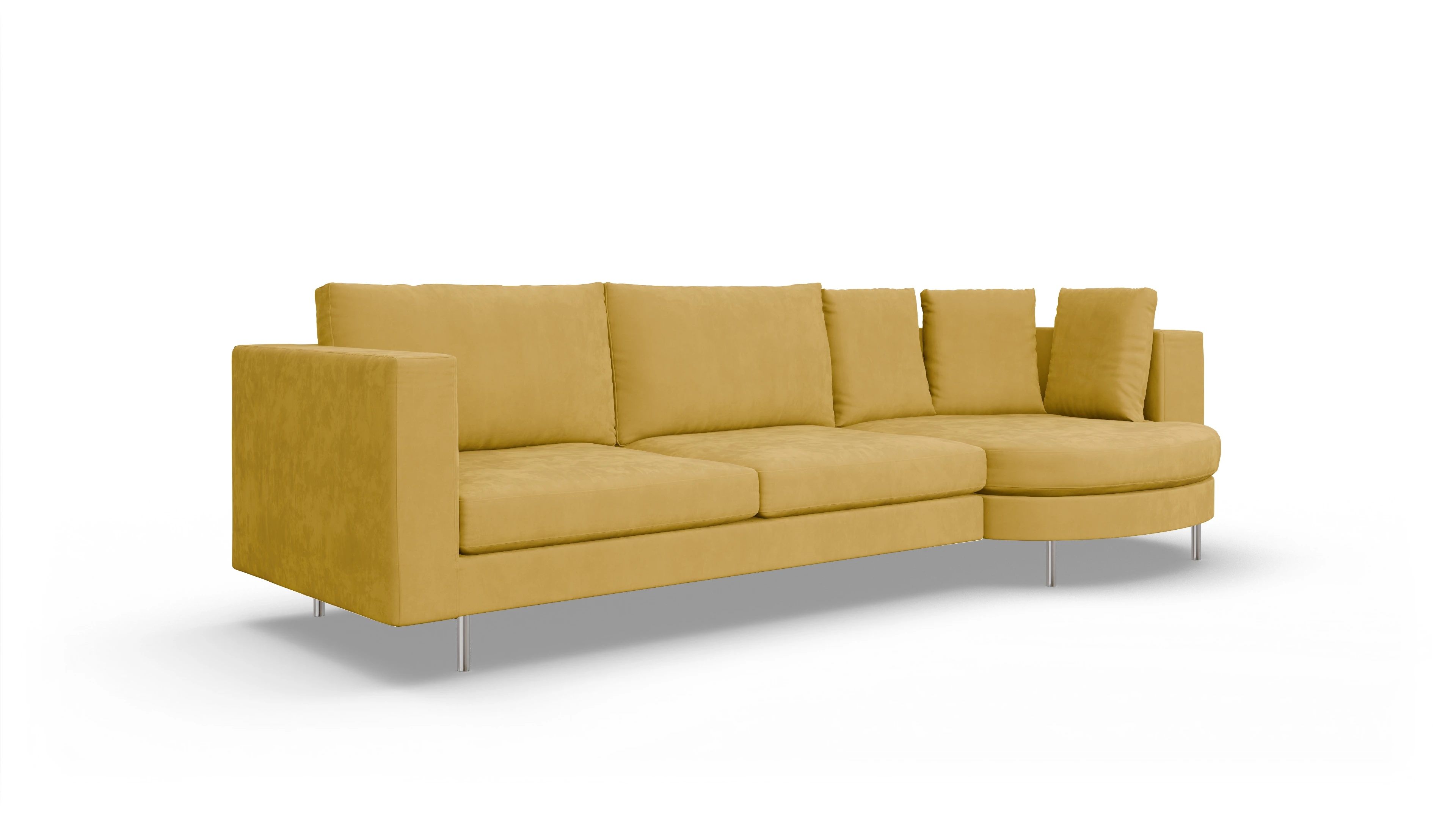 Ansicht des Produktes Silea Sofa mit Rec rechts in Samt gelb