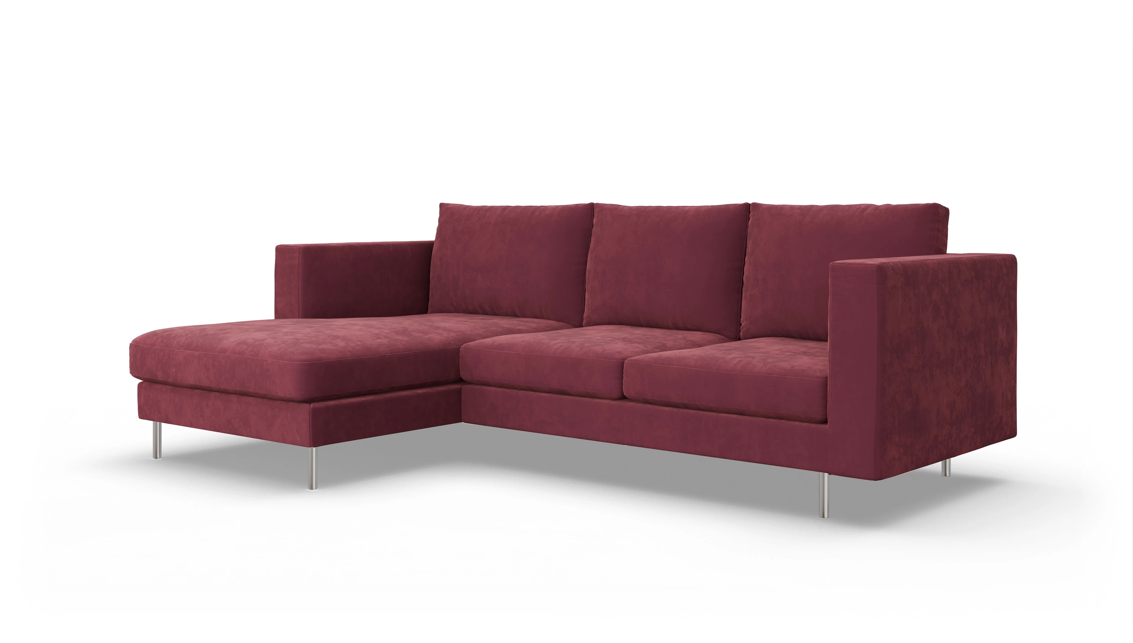 Ansicht des Produktes Silea Sofa mit Rec links in Samt rot