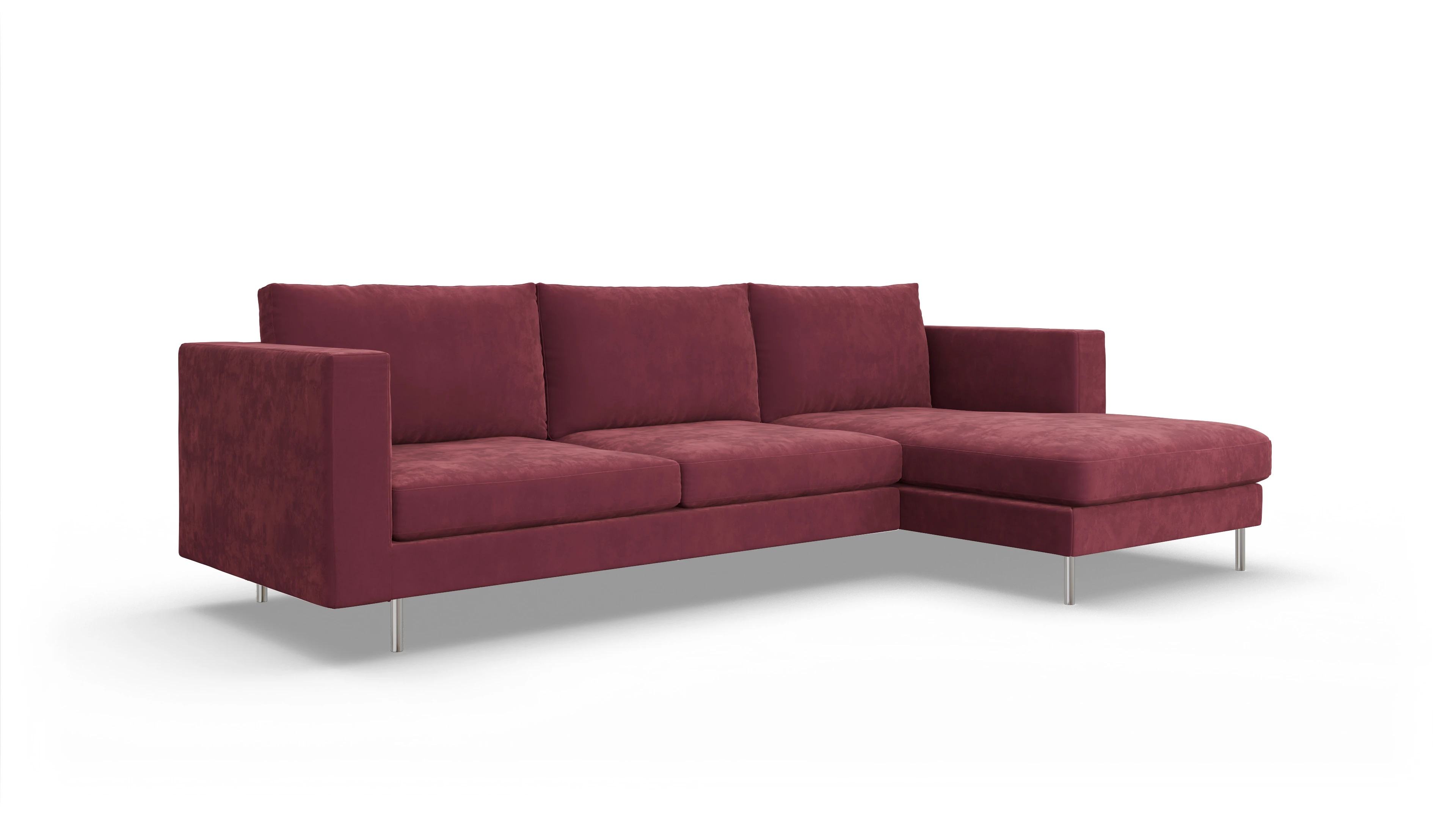 Design-Sofa Silea Ansicht des Produktes Silea Sofa mit Rec rechts in Samt rot