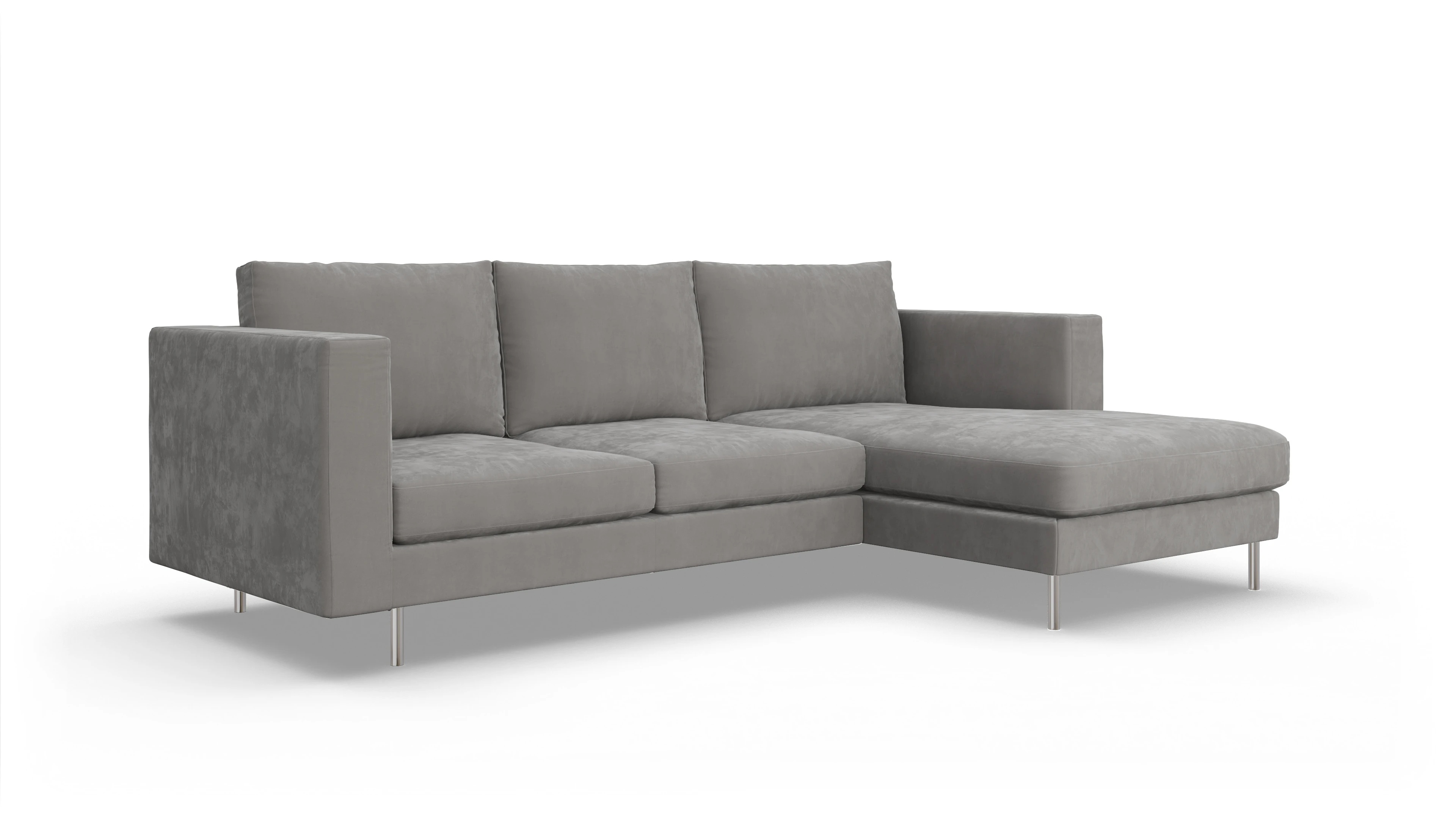 Design-Sofa Silea Ansicht des Produktes Silea Sofa mit Rec rechts in Samt grau