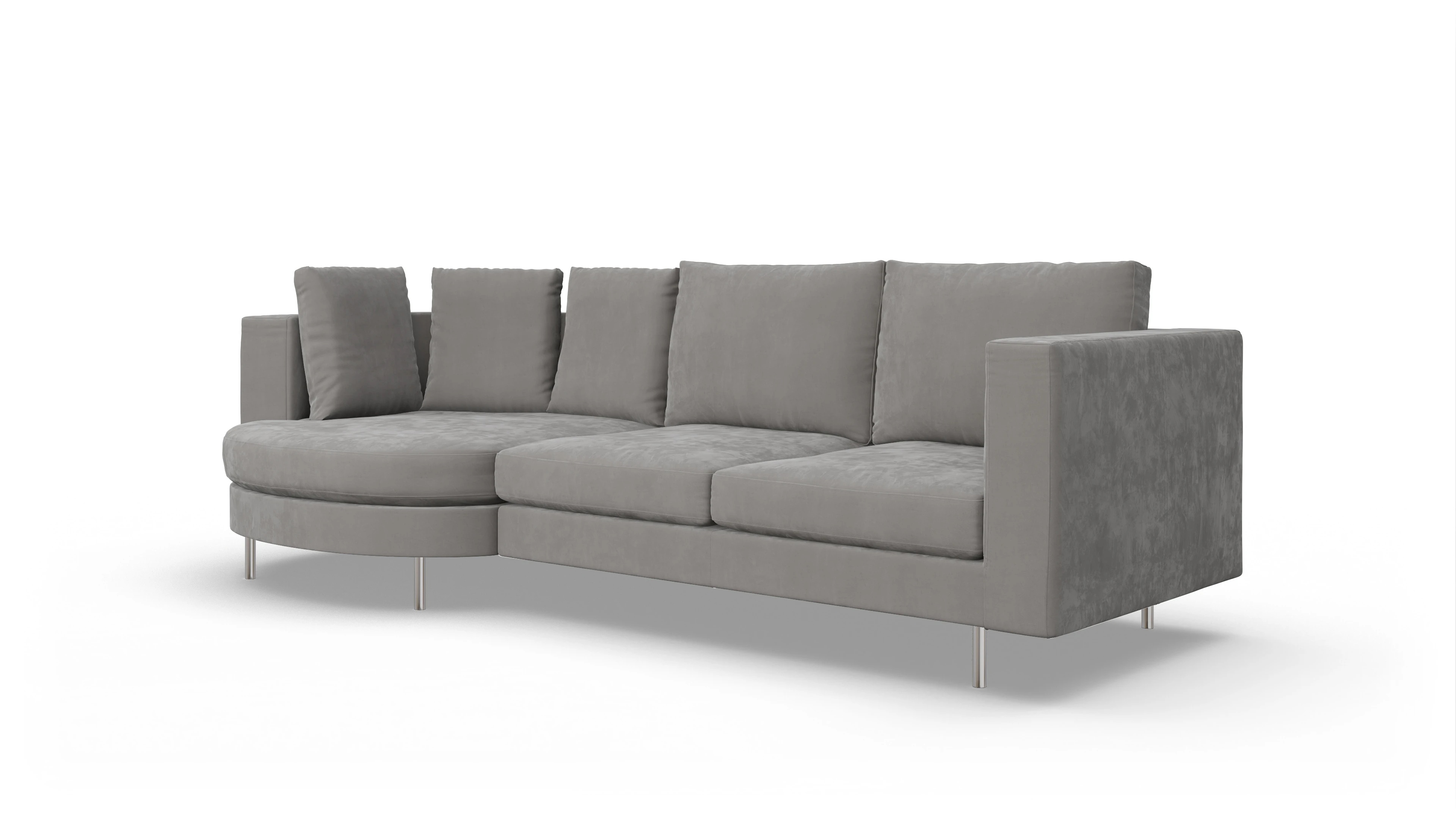 Ansicht des Produktes Silea Sofa mit Rec links in Samt grau