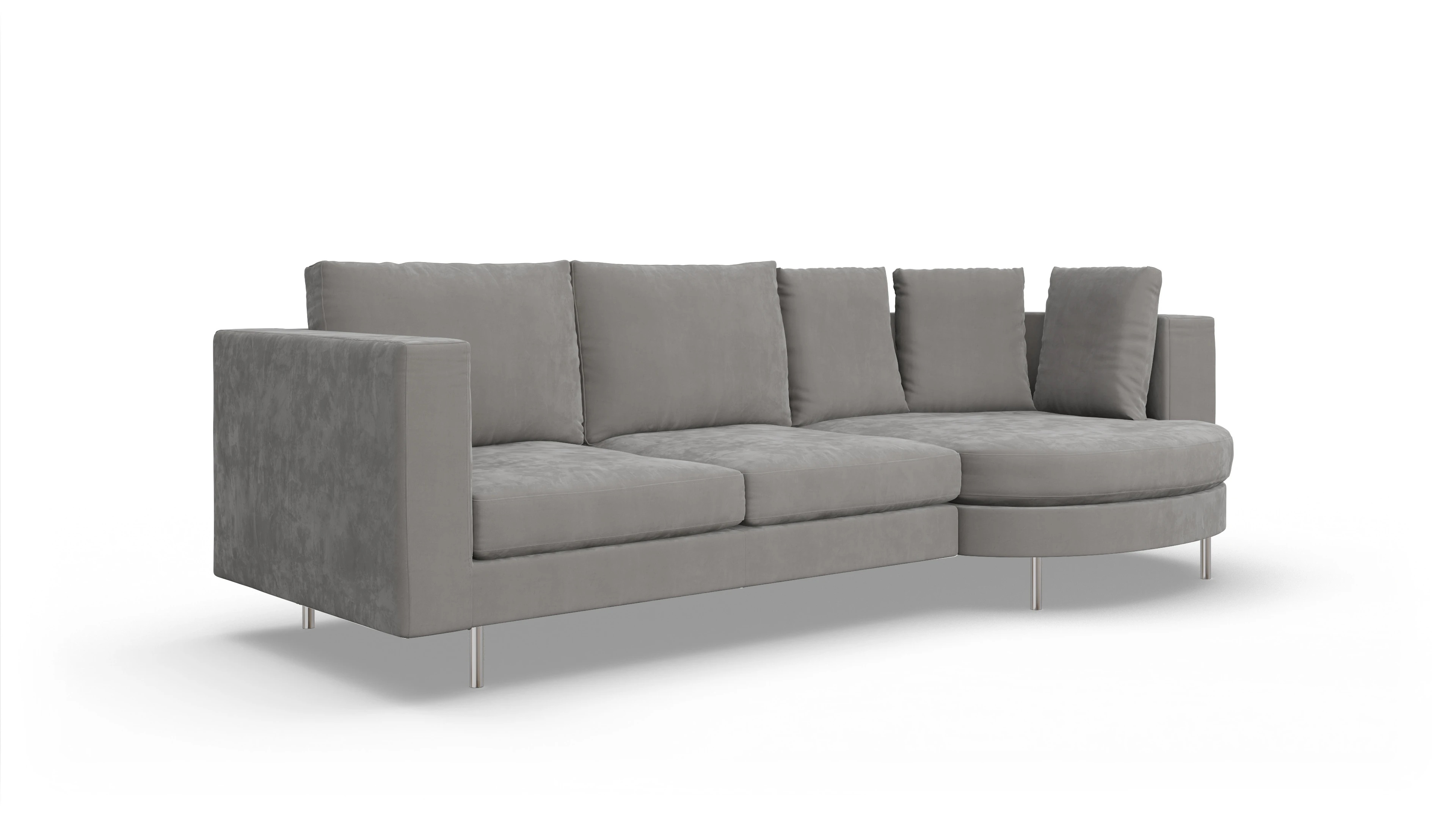 Ansicht des Produktes Silea Sofa mit Rec rechts in Samt grau