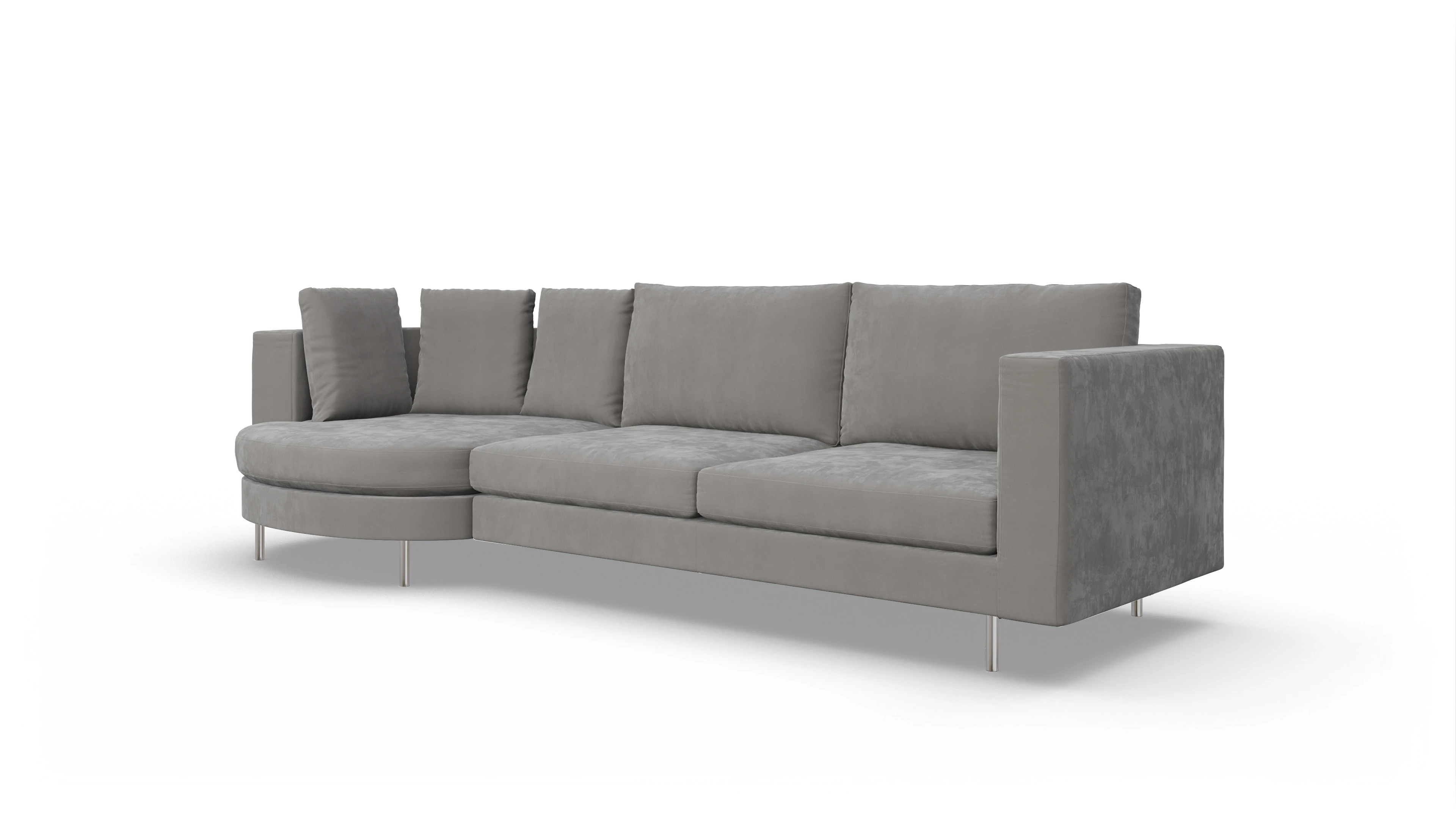 Ansicht des Produktes Silea Sofa mit Rec rechts in Samt grau