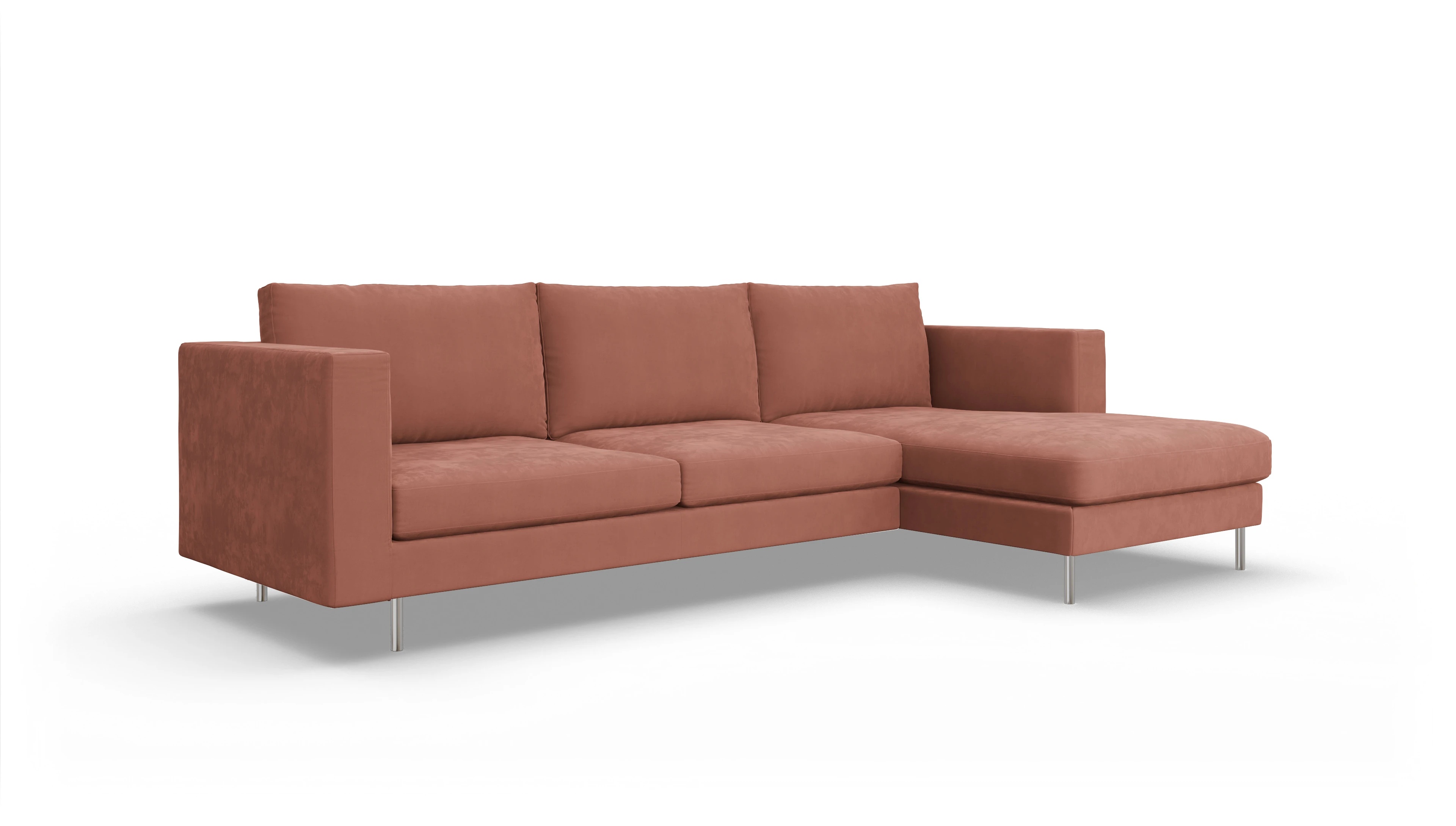 Design-Sofa Silea Ansicht des Produktes Silea Sofa mit Rec rechts in Samt rot