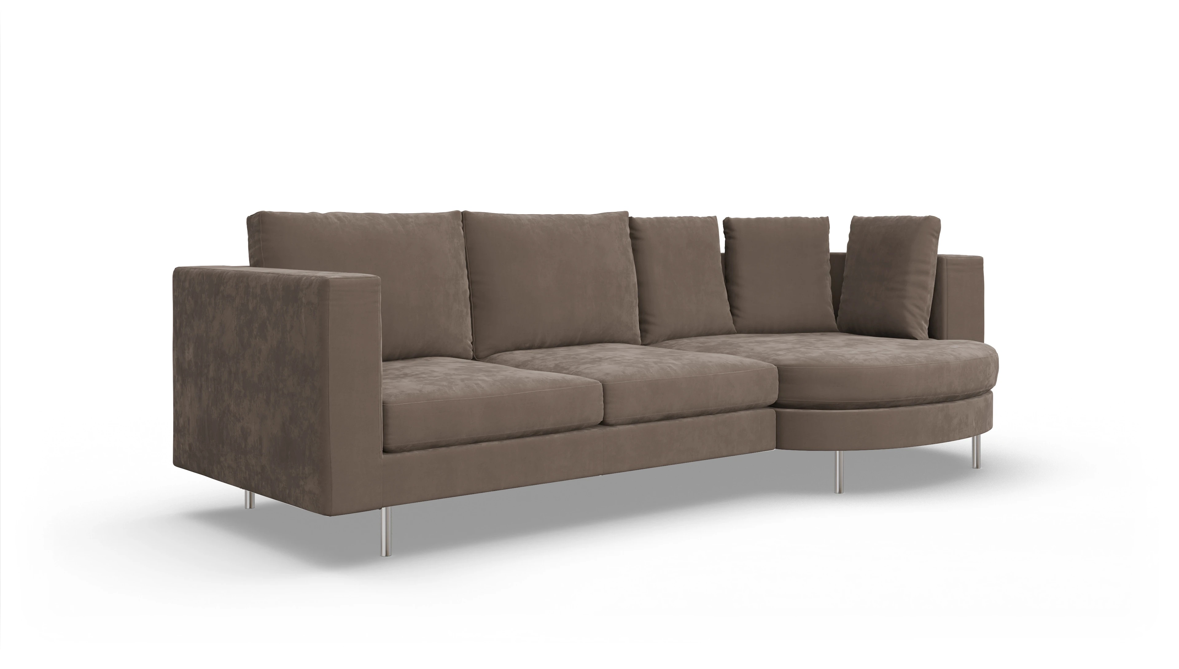 Ansicht des Produktes Silea Sofa mit Rec rechts in Samt braun