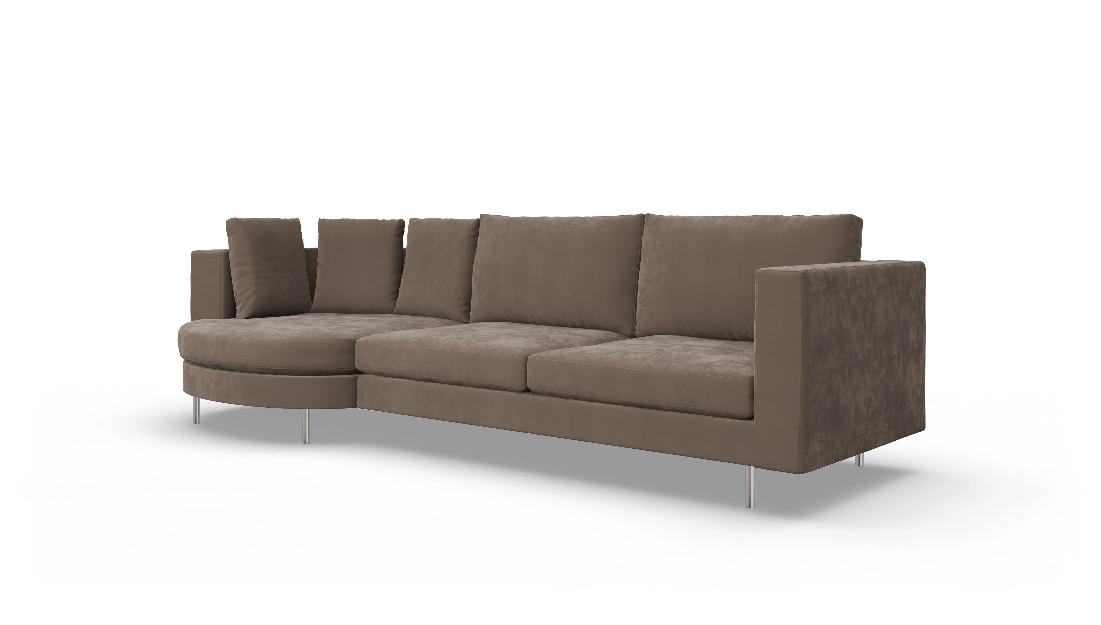 Ansicht des Produktes Silea Sofa mit Rec rechts in Samt braun