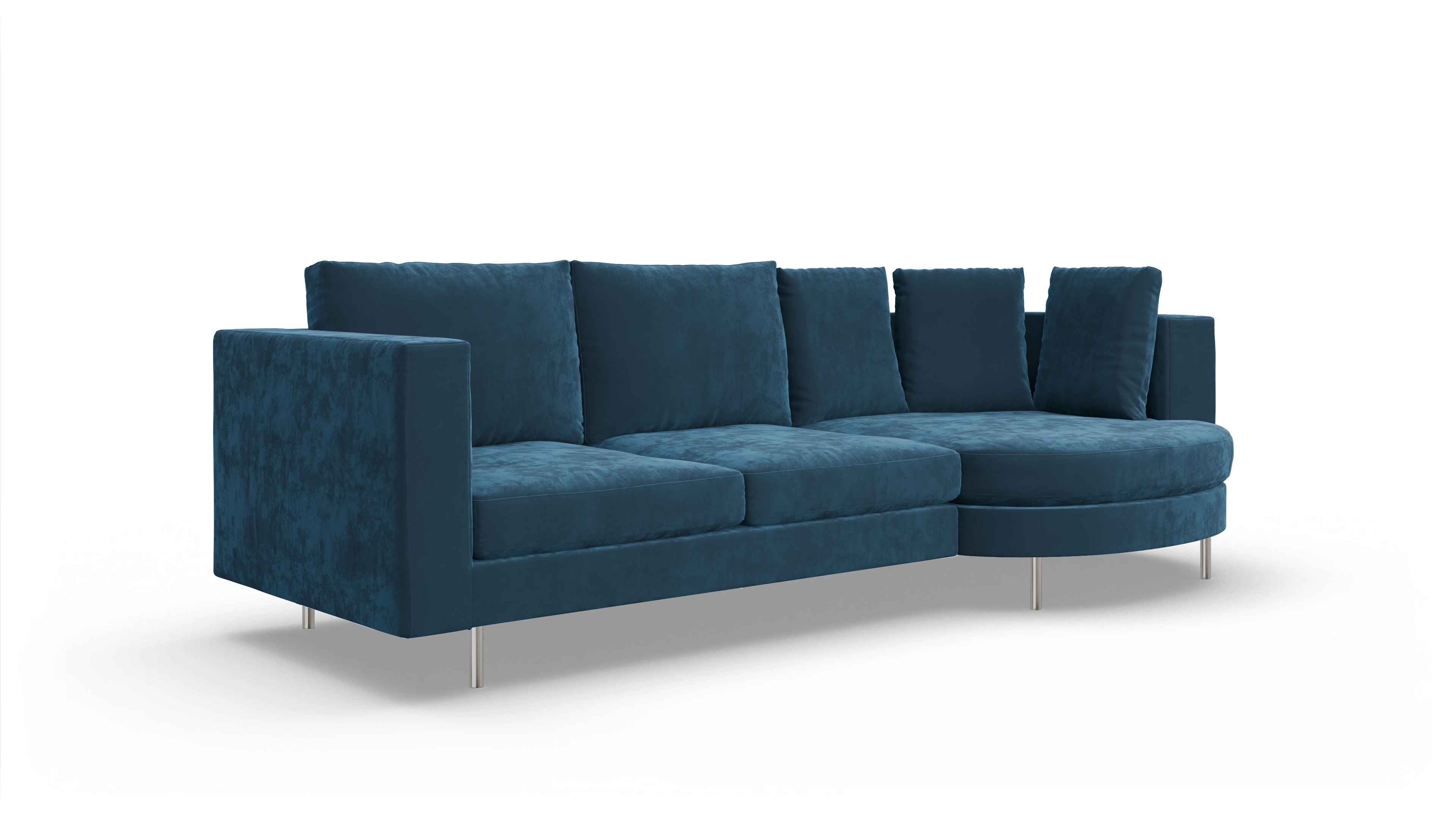 Ansicht des Produktes Silea Sofa mit Rec rechts in Samt blau