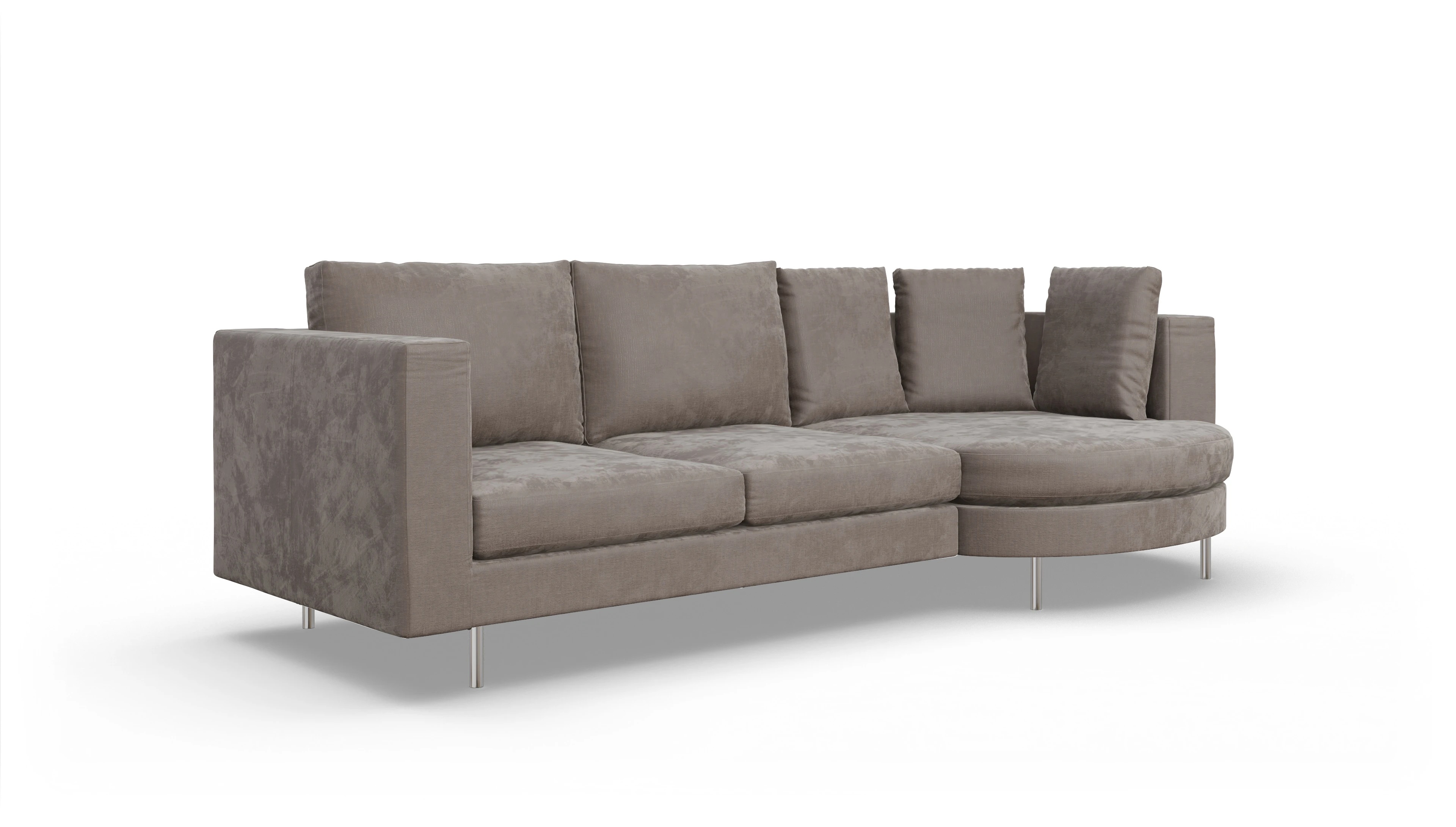 Design-Sofa Silea Ansicht des Produktes Silea Sofa mit Rec rechts in Stoff braun