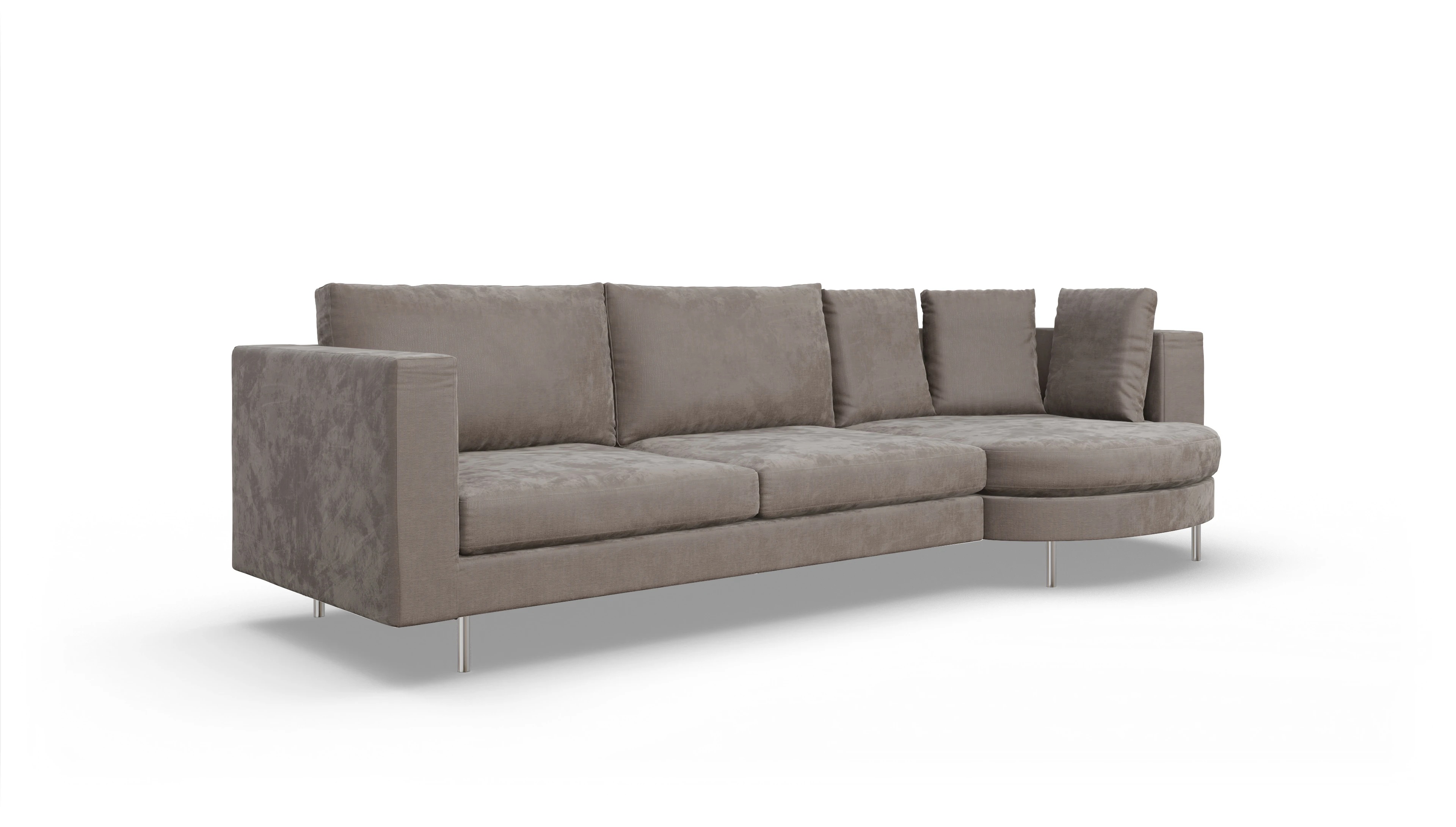 Ansicht des Produktes Silea Sofa mit Rec rechts in Stoff braun