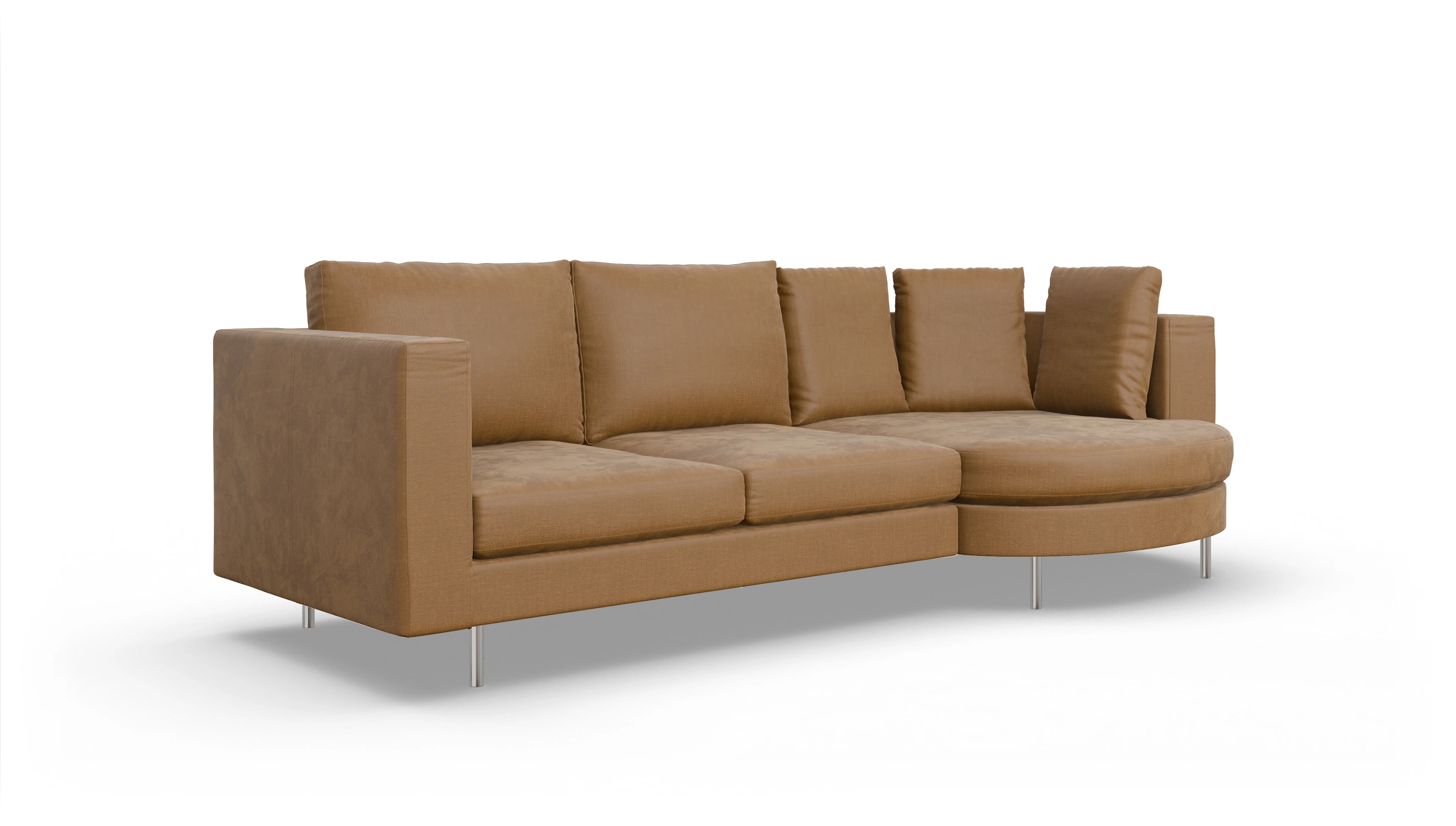 Design-Sofa Silea Ansicht des Produktes Silea Sofa mit Rec rechts in Stoff orange