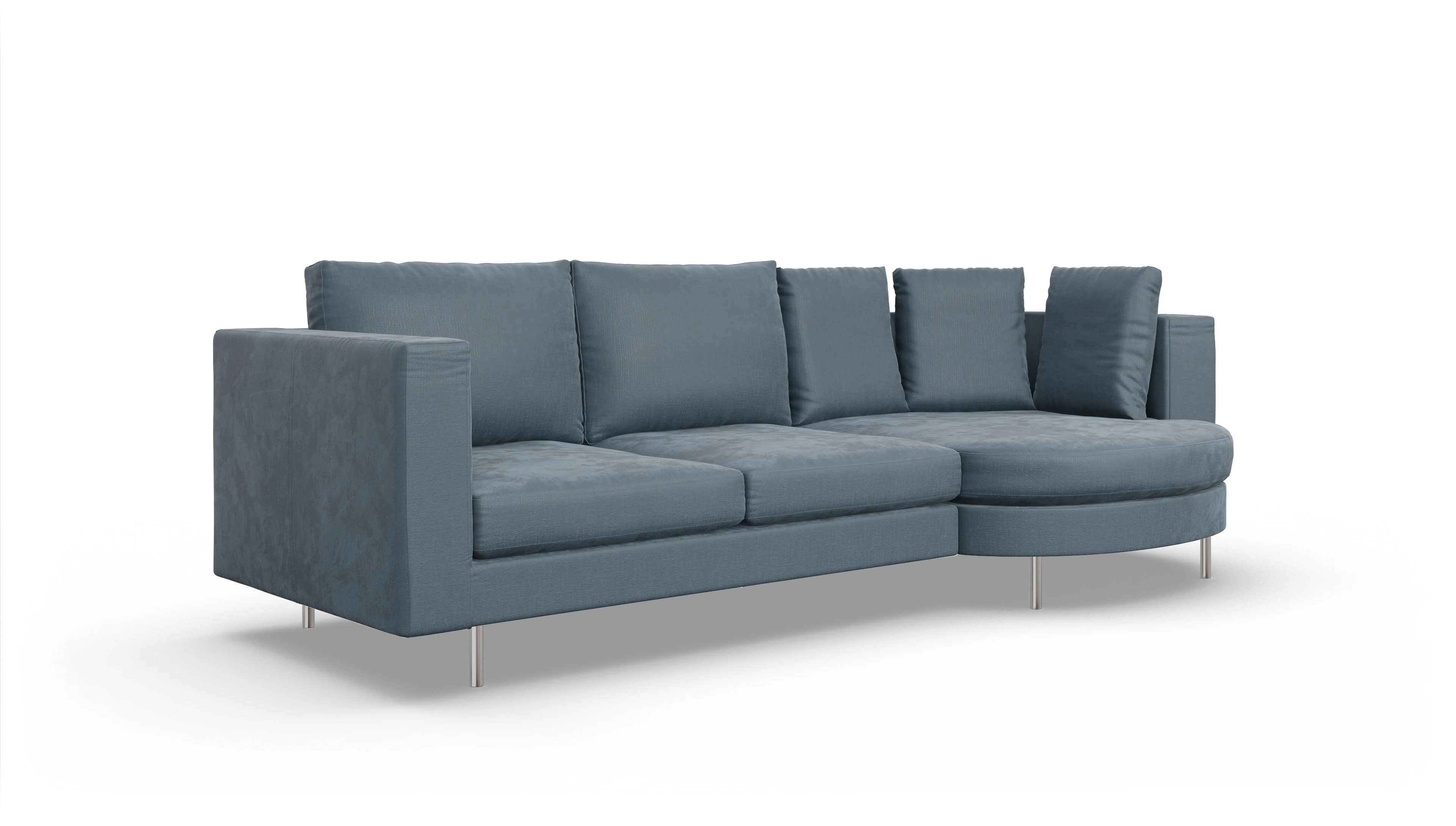 Ansicht des Produktes Silea Sofa mit Rec rechts in Stoff blau