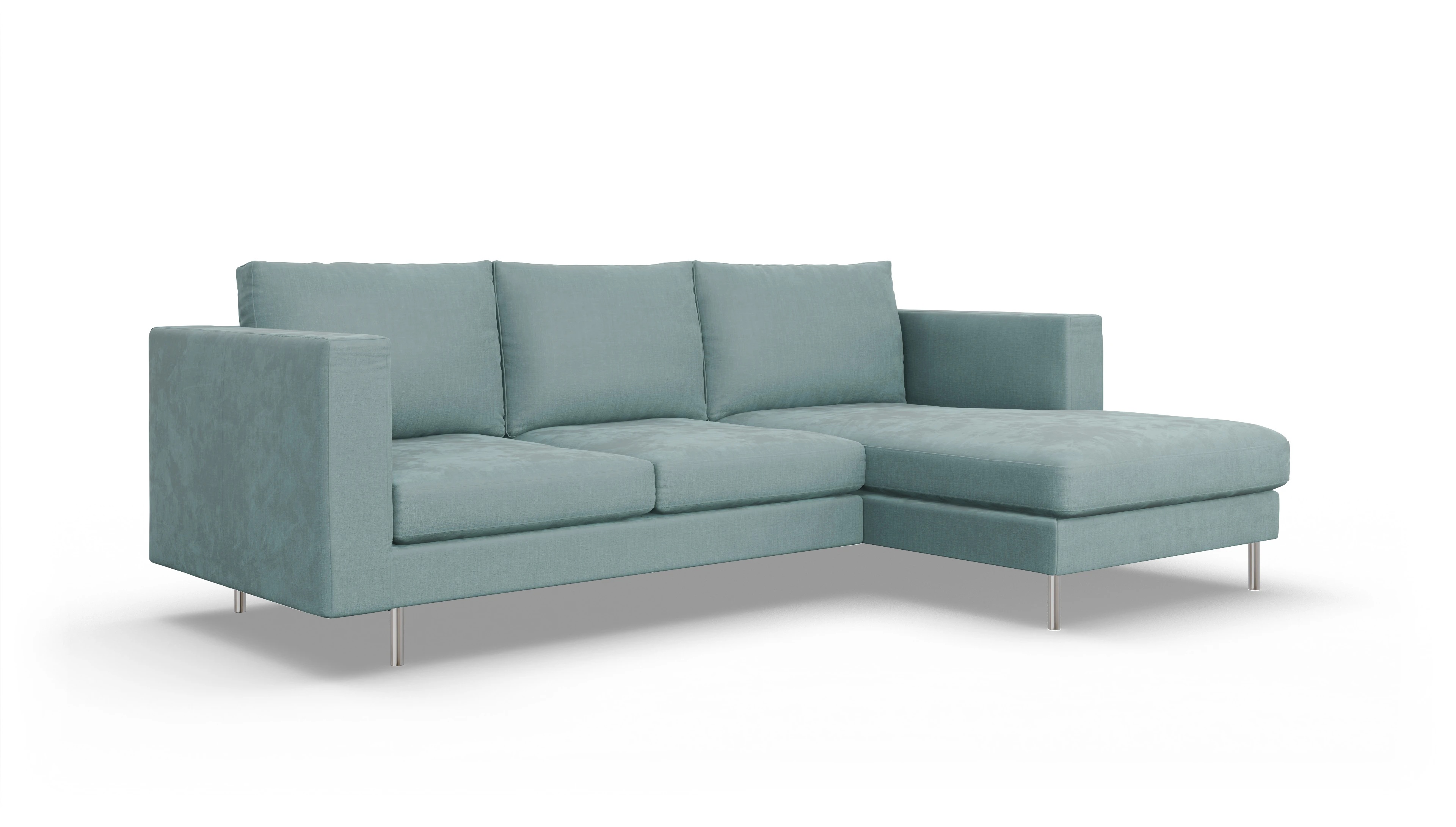 Design-Sofa Silea Ansicht des Produktes Silea Sofa mit Rec rechts in Stoff blau