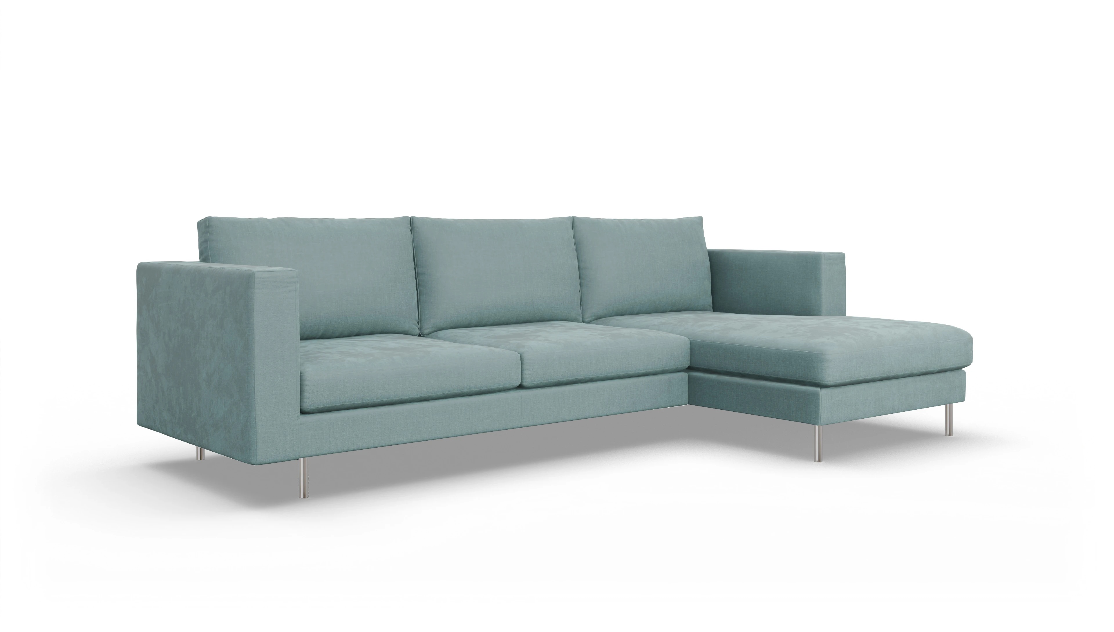 Design-Sofa Silea Ansicht des Produktes Silea Sofa mit Rec rechts in Stoff blau