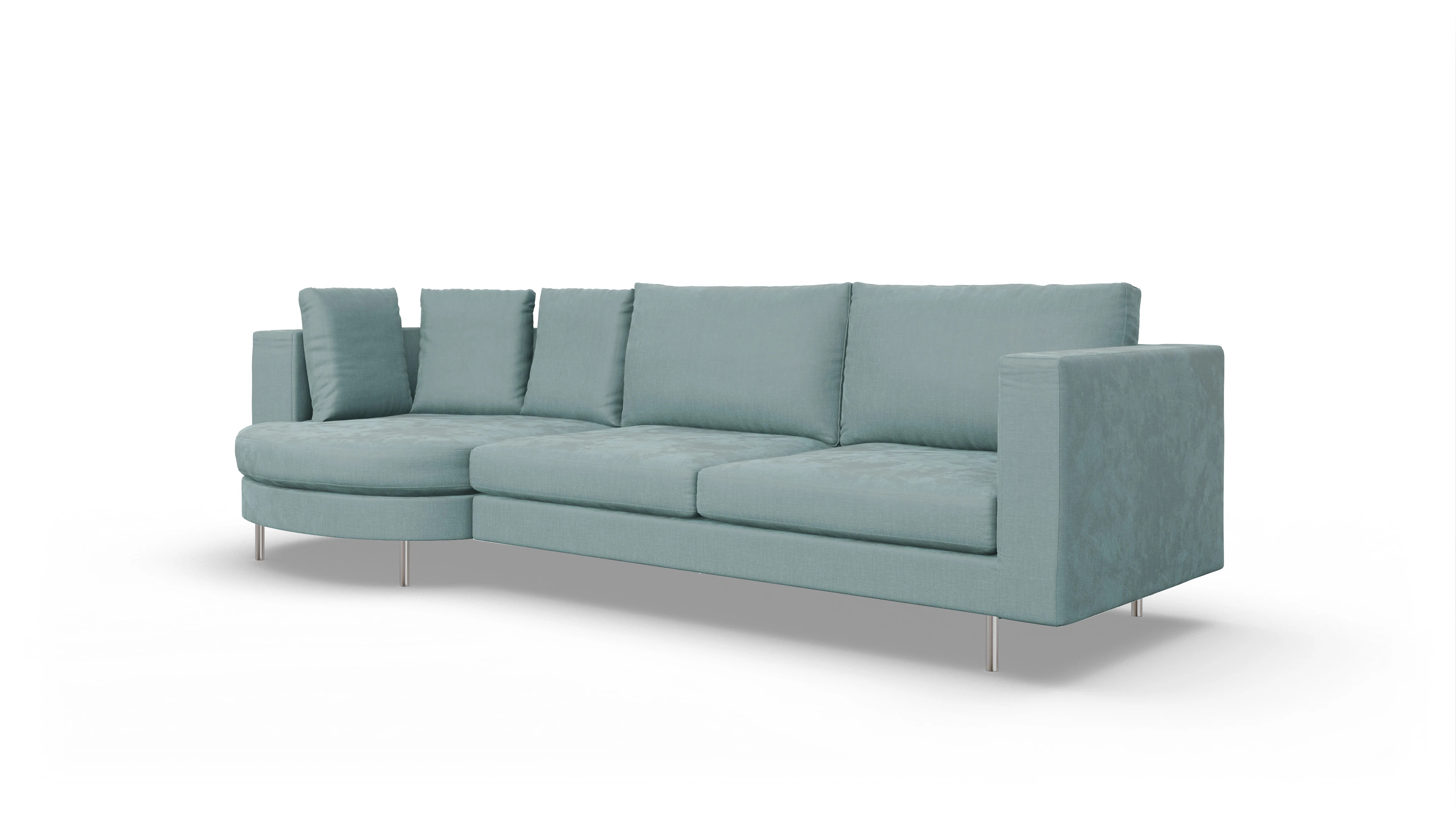 Ansicht des Produktes Silea Sofa mit Rec rechts in Stoff blau