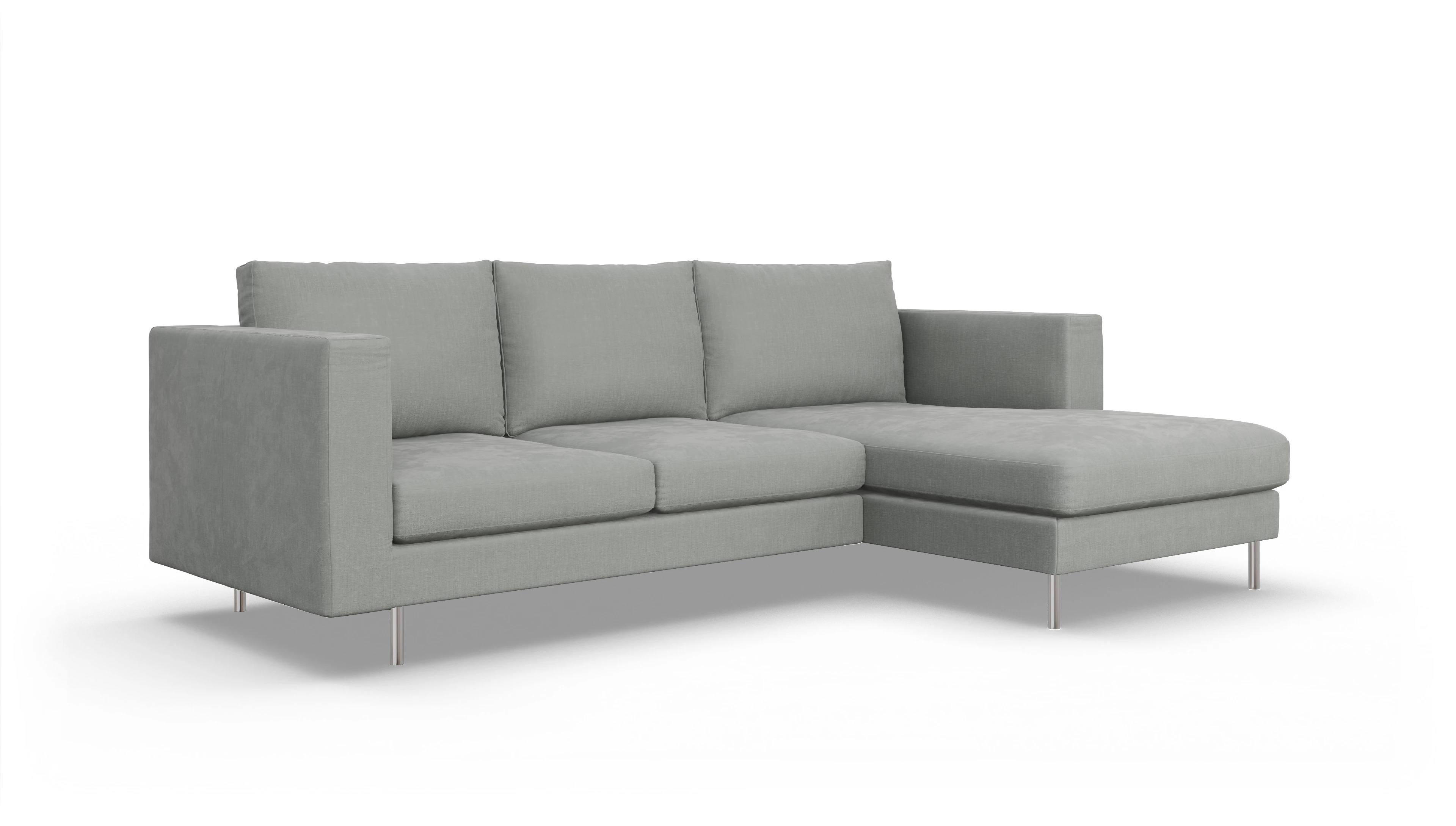 Design-Sofa Silea Ansicht des Produktes Silea Sofa mit Rec rechts in Stoff grau