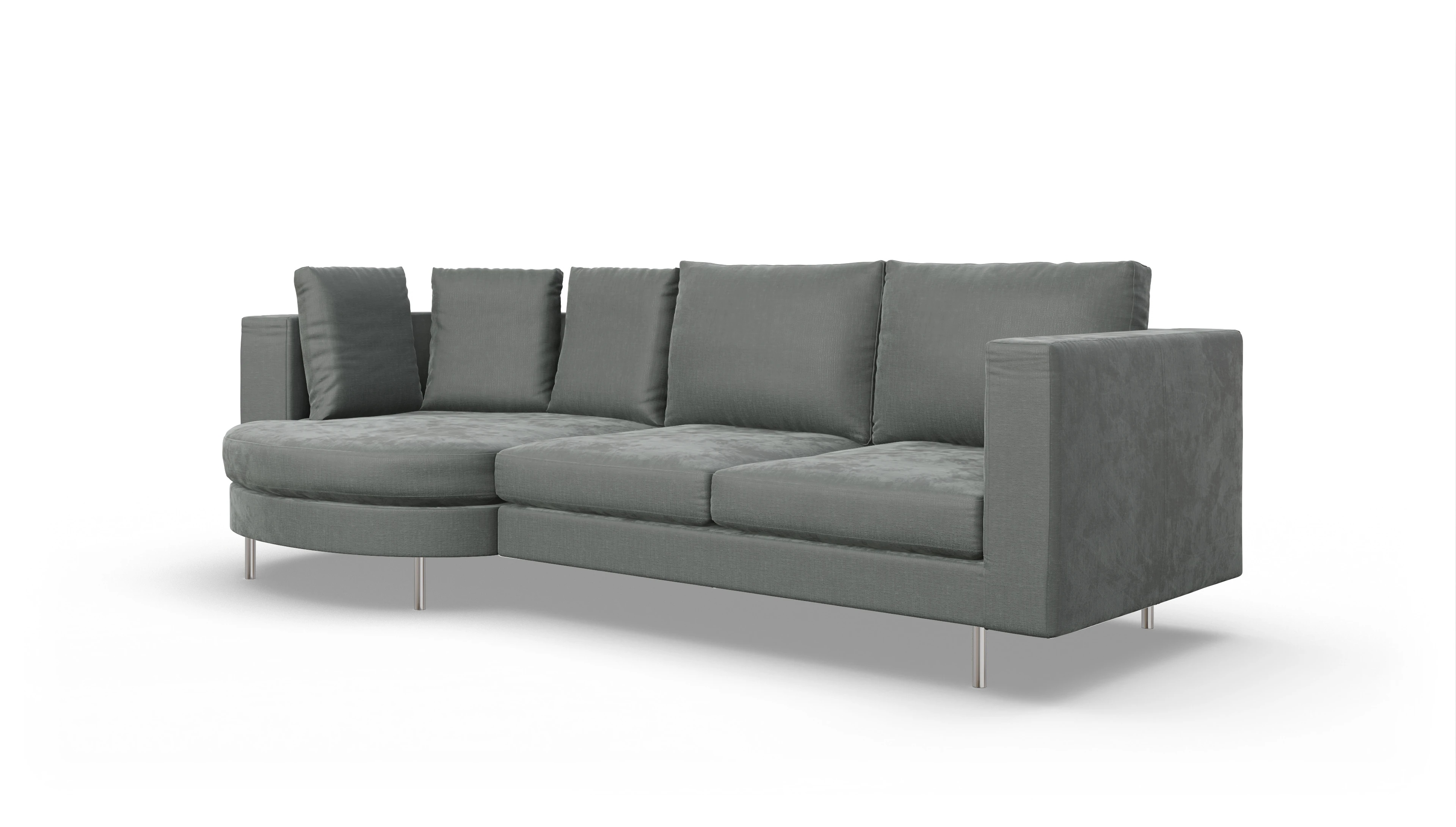 Ansicht des Produktes Silea Sofa mit Rec links in Stoff grau
