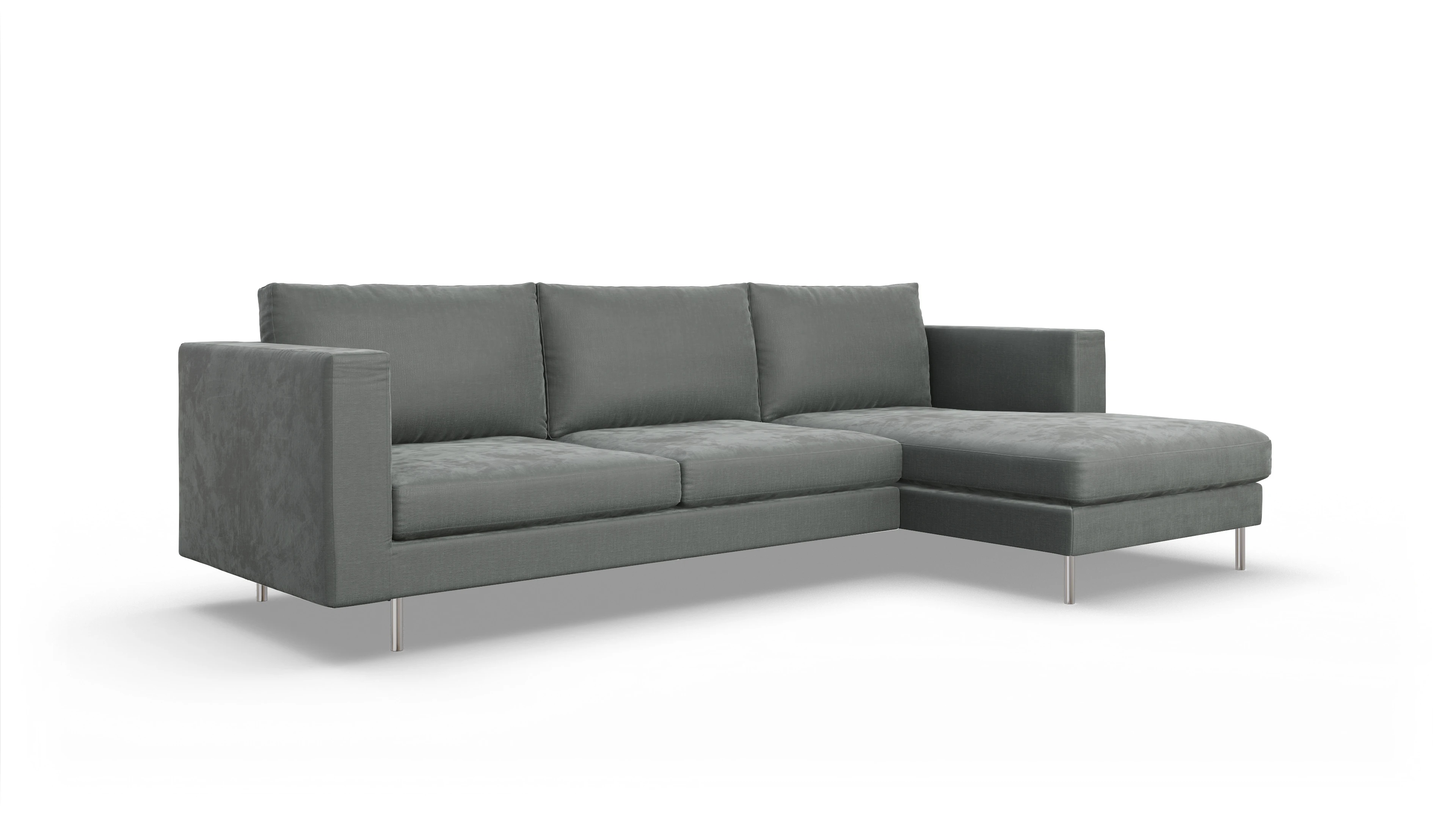 Design-Sofa Silea Ansicht des Produktes Silea Sofa mit Rec rechts in Stoff grau
