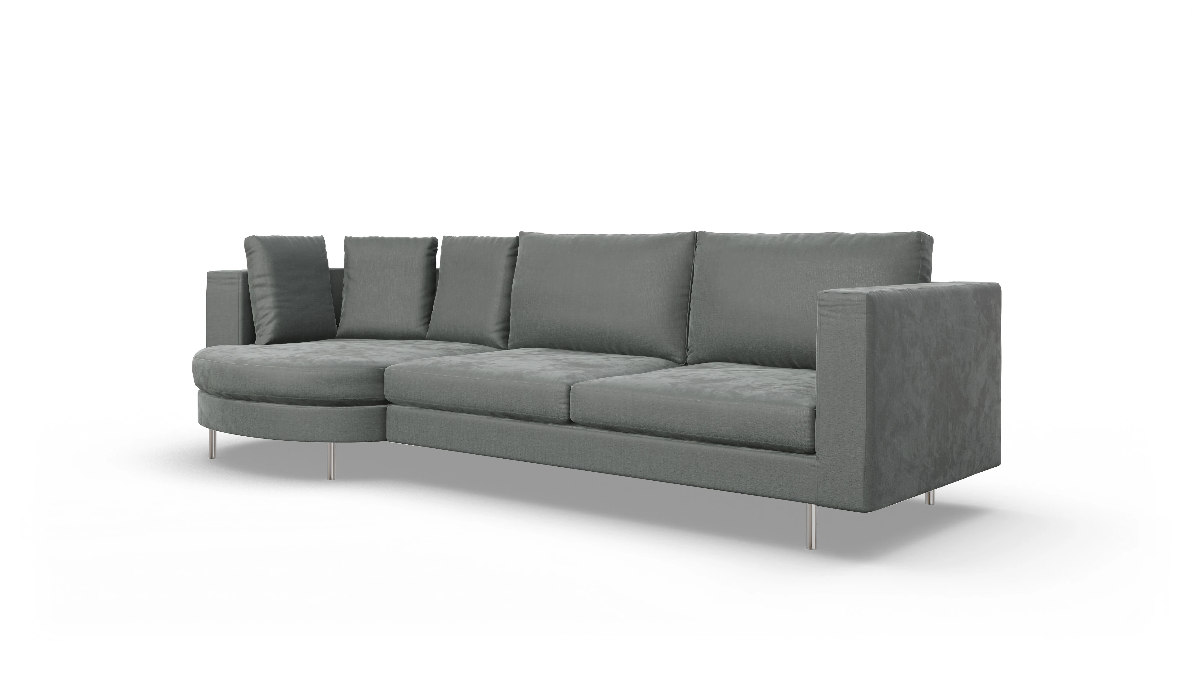 Ansicht des Produktes Silea Sofa mit Rec rechts in Stoff grau