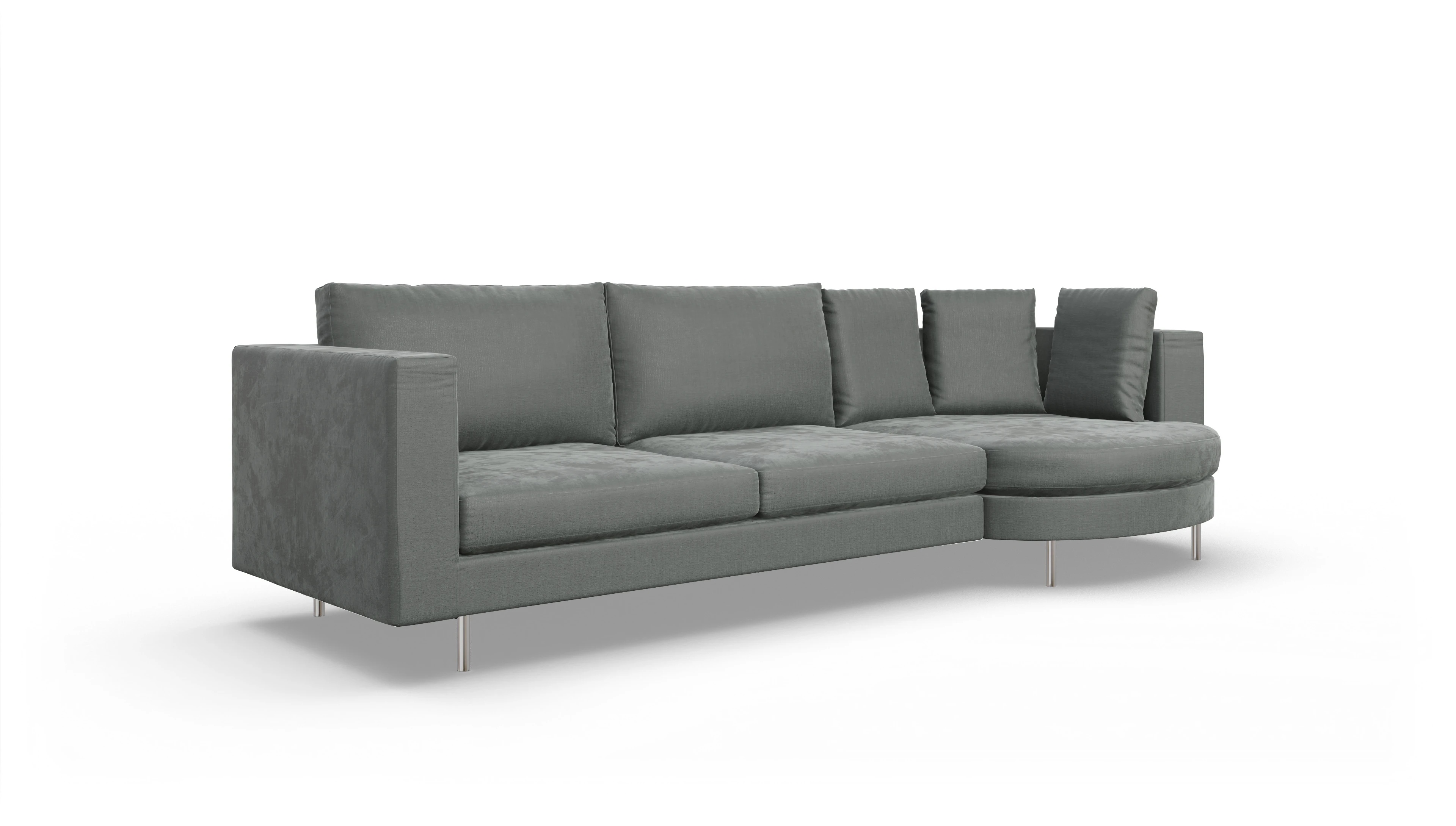 Ansicht des Produktes Silea Sofa mit Rec rechts in Stoff grau