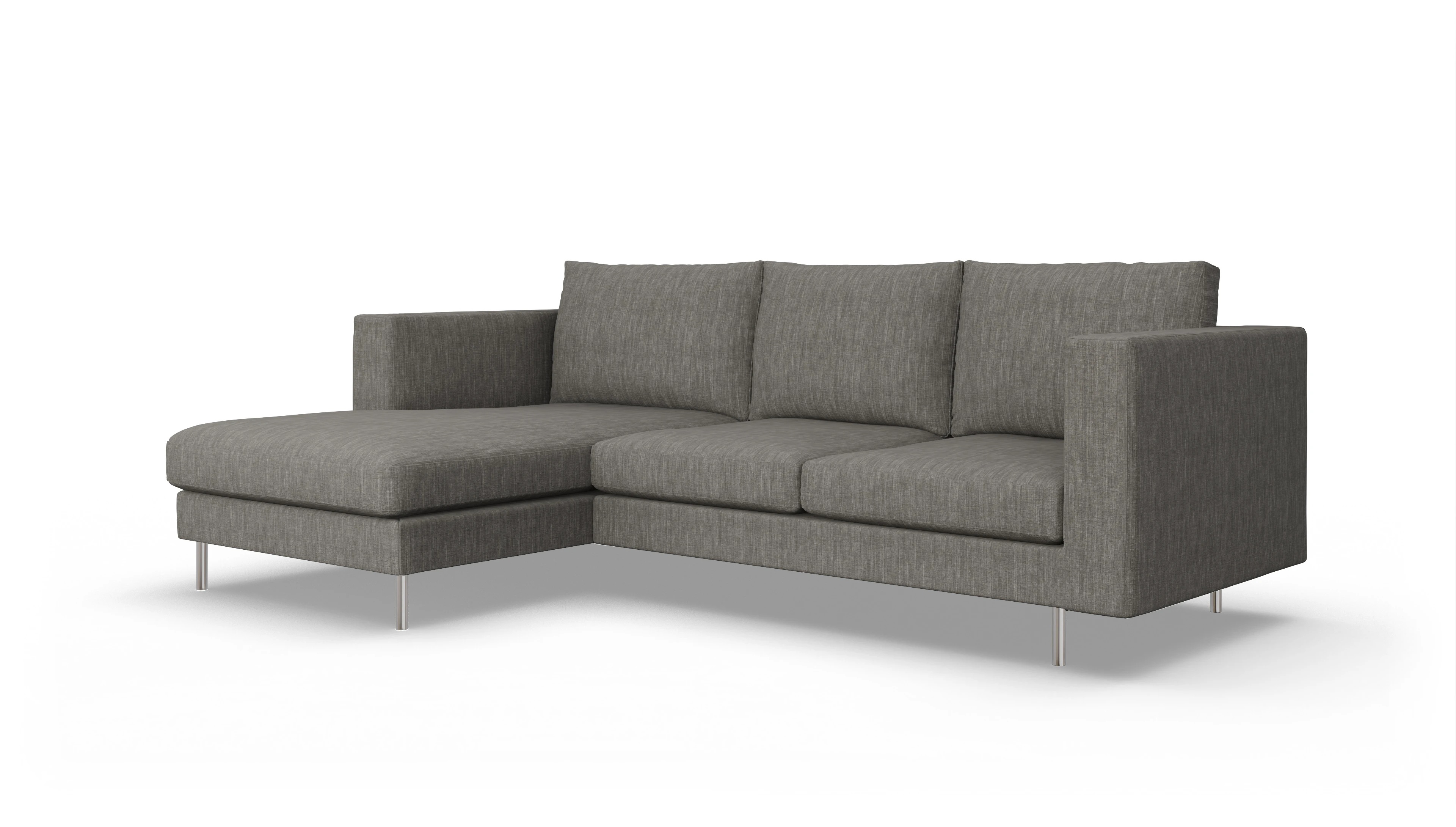 Design-Sofa Silea Ansicht des Produktes Silea Sofa mit Rec links in Stoff grau