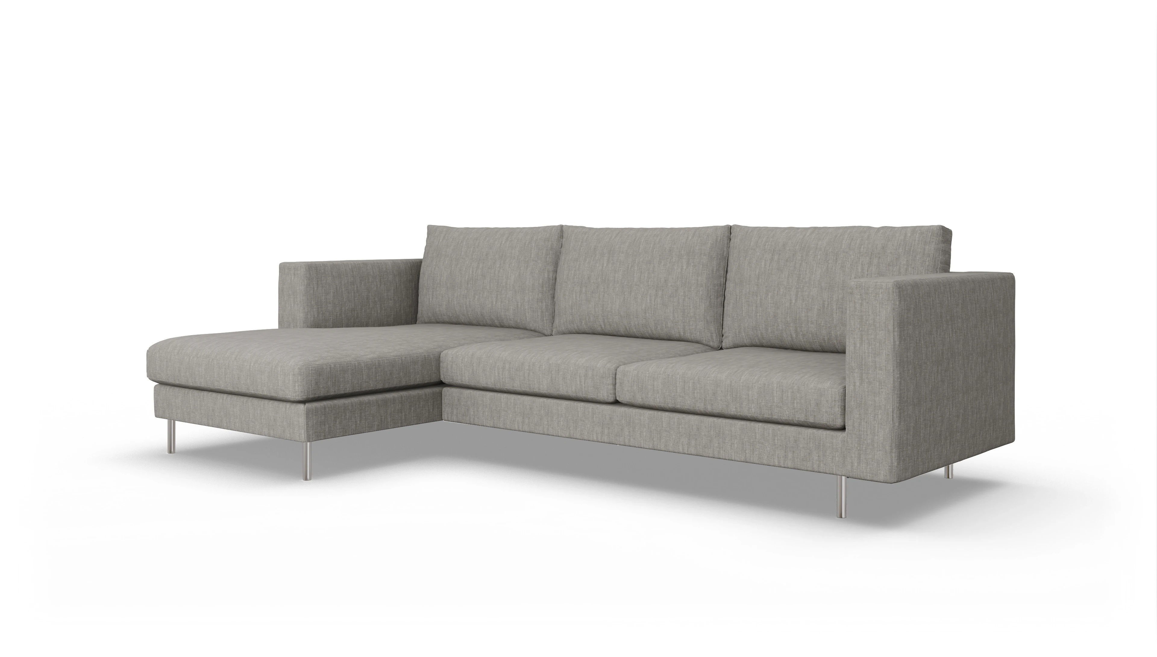 Design-Sofa Silea Ansicht des Produktes Silea Sofa mit Rec links in Stoff grau