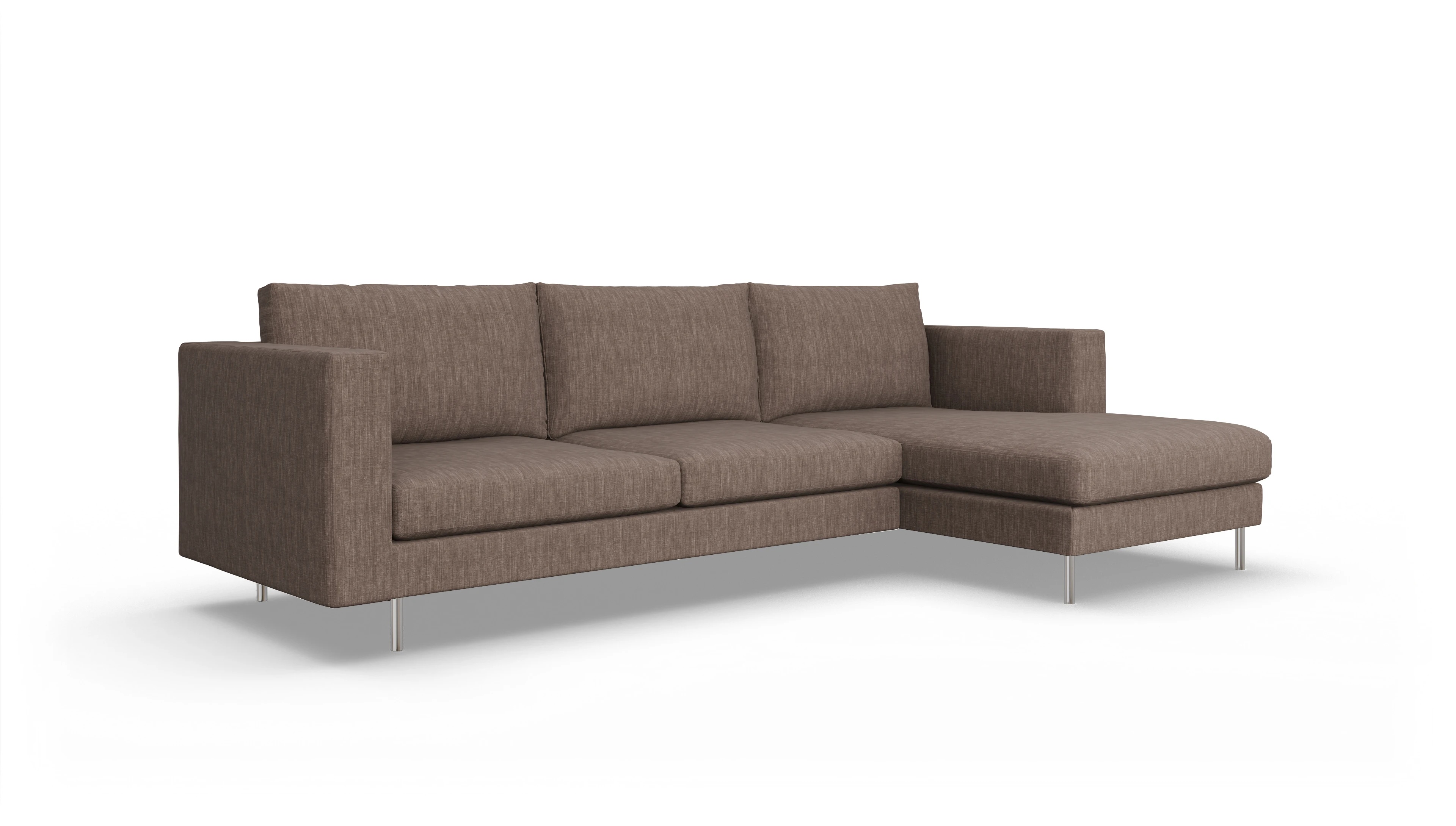 Ansicht des Produktes Silea Sofa mit Rec rechts in Stoff braun