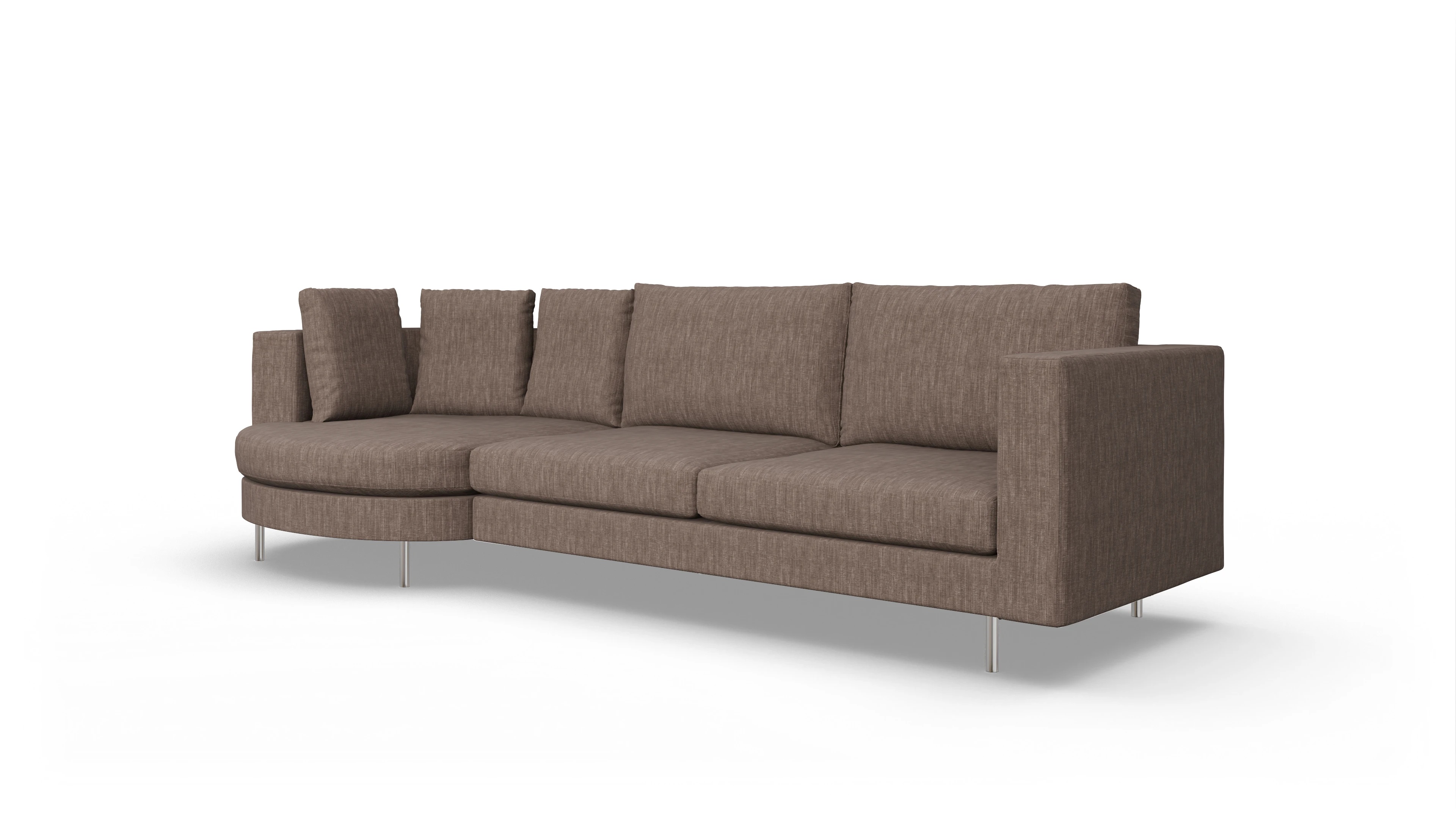 Ansicht des Produktes Silea Sofa mit Rec rechts in Stoff braun