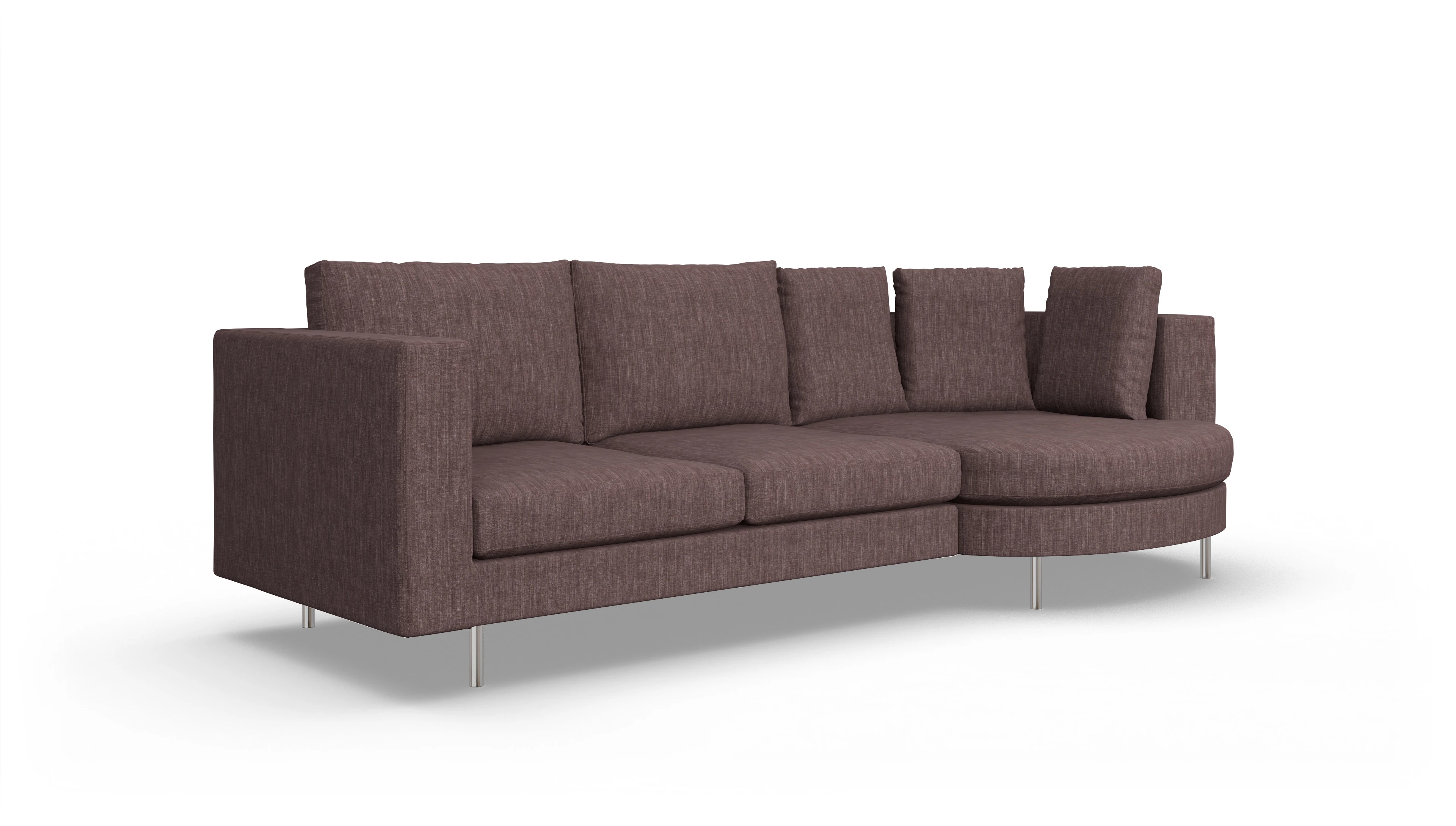 Ansicht des Produktes Silea Sofa mit Rec rechts in Stoff rot