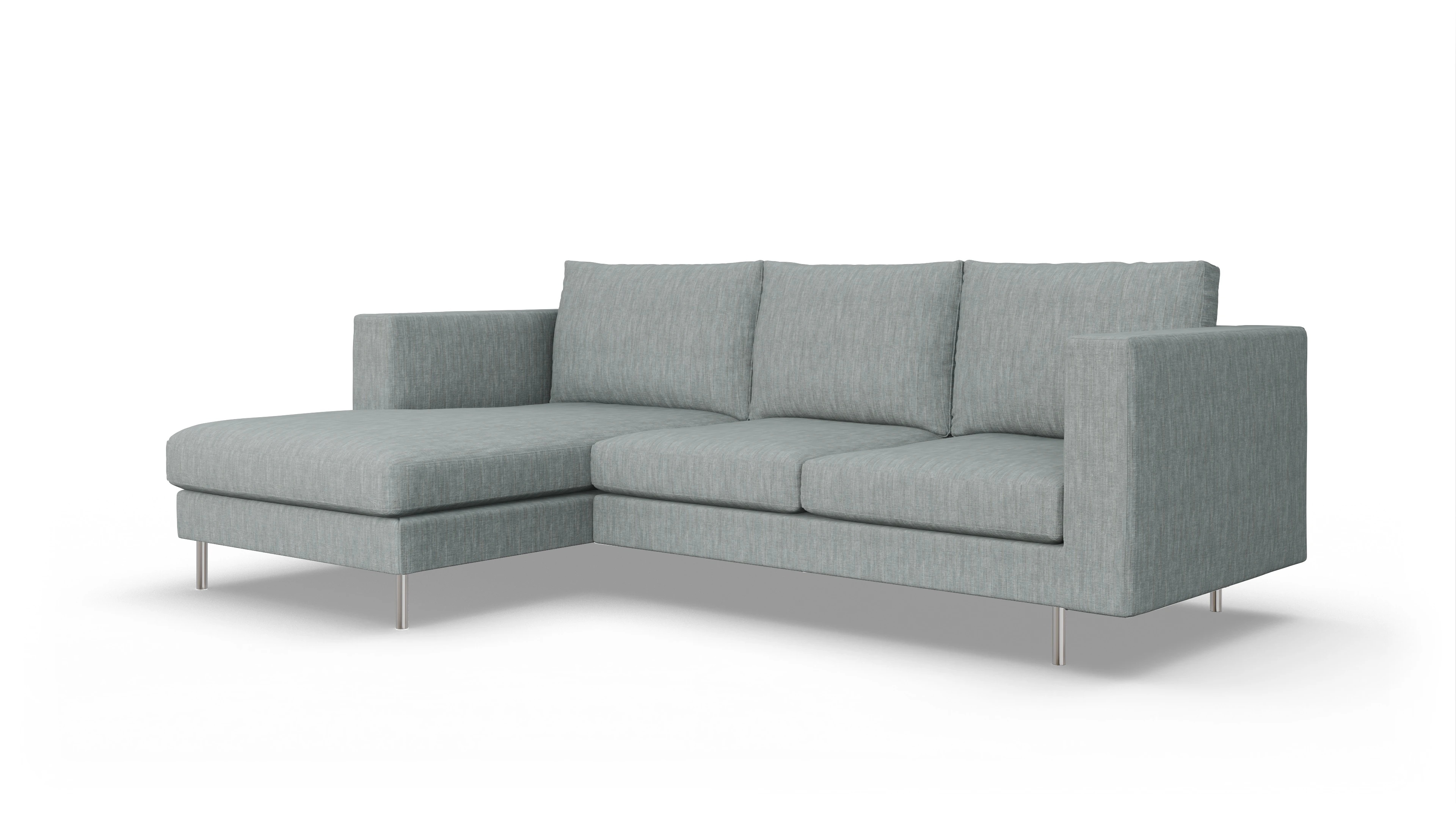 Design-Sofa Silea Ansicht des Produktes Silea Sofa mit Rec links in Stoff blau